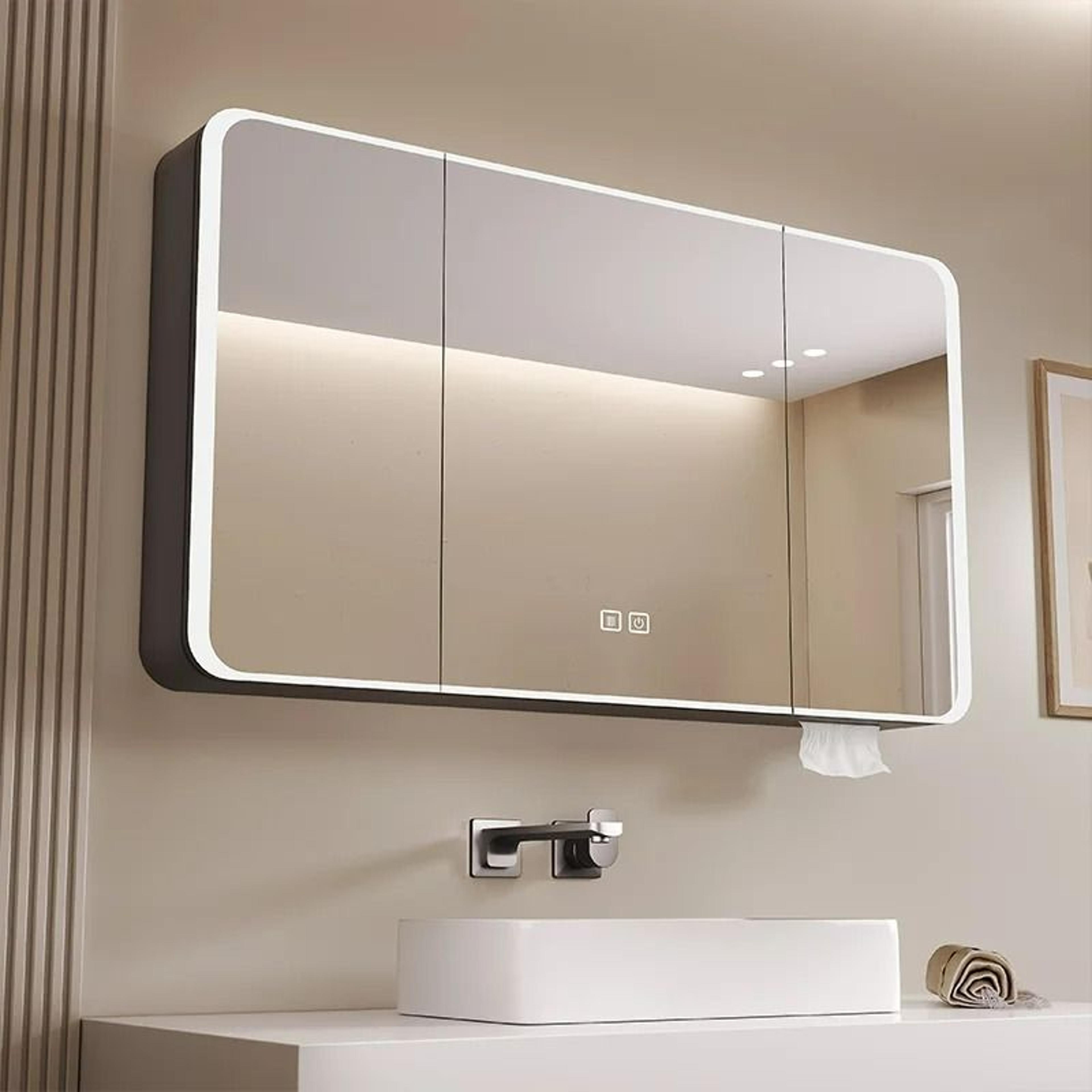 smart led bathroom vanity mirror with defogger & dimmable touch control