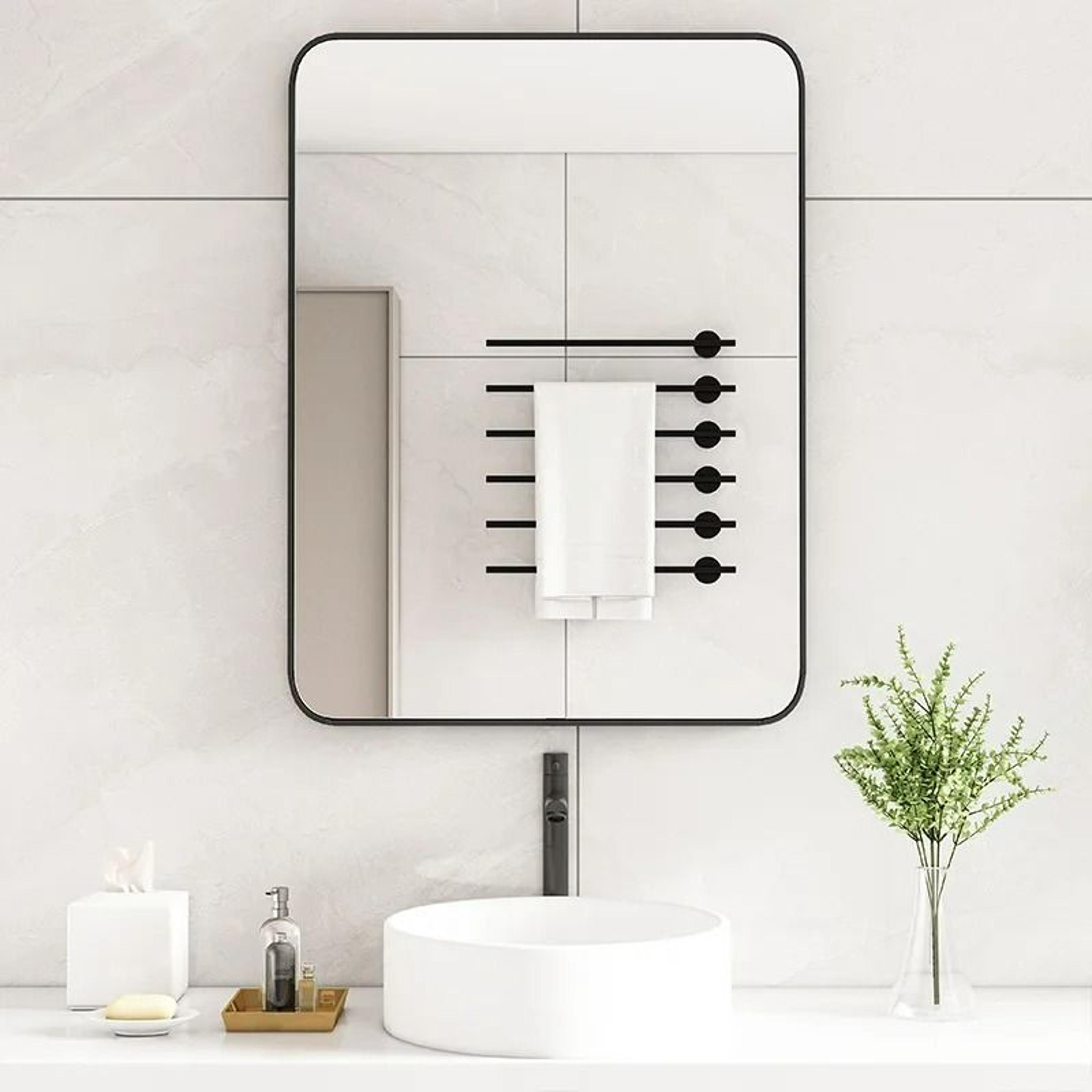self-adhesive wall-mounted aluminum rectangular vanity mirror