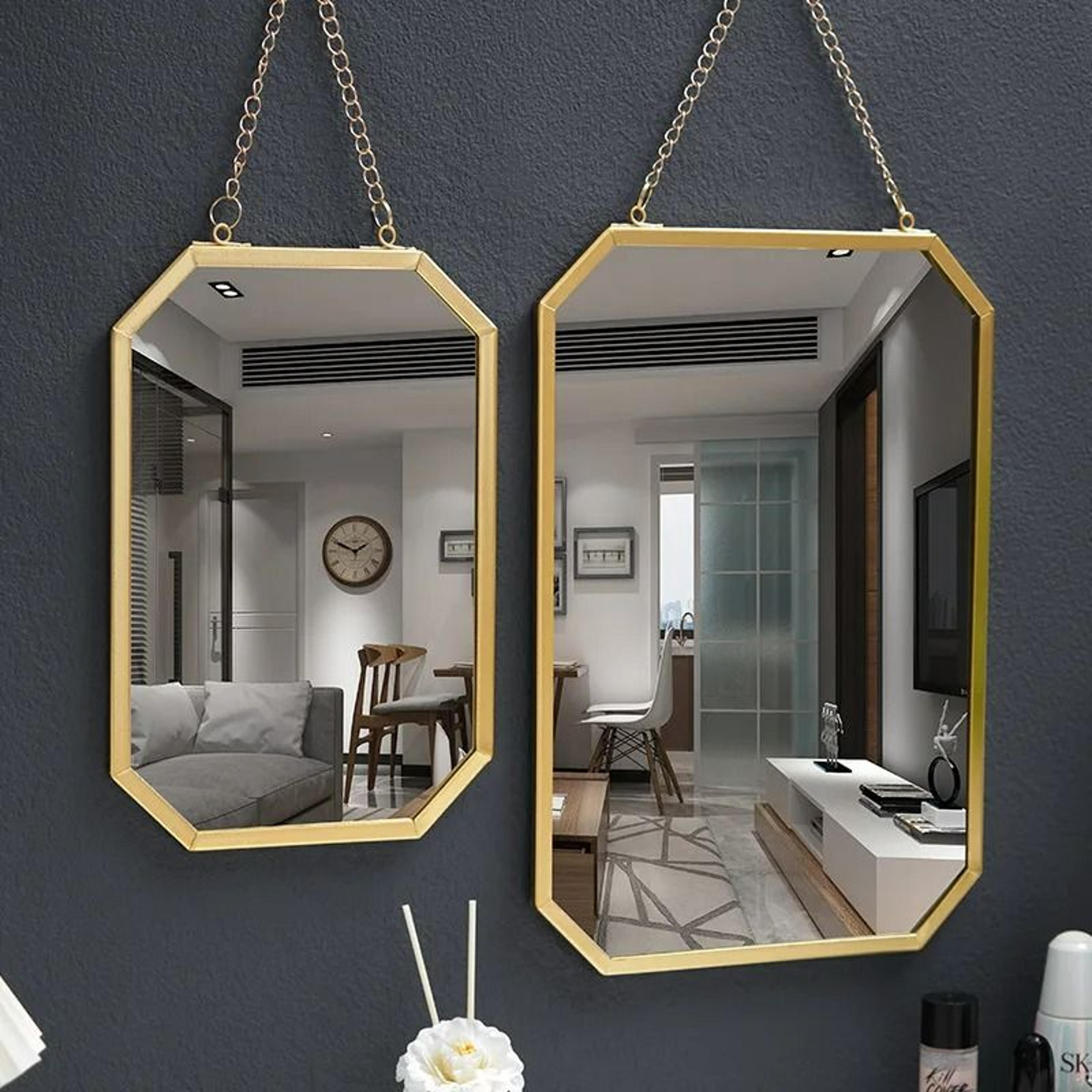 nordic iron art rectangular wall mirror
