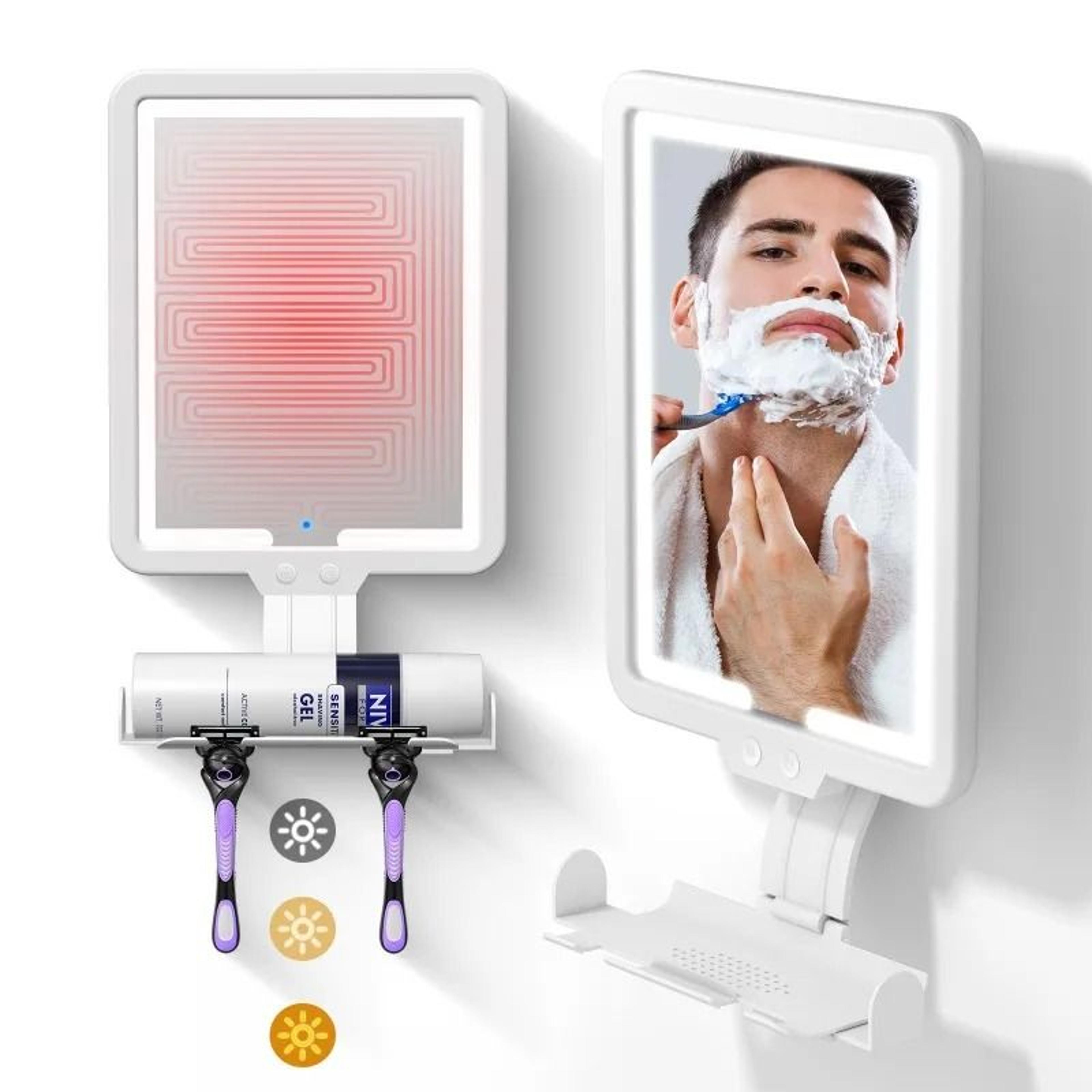 rechargeable wall-mounted smart led vanity mirror with anti-fog defogger