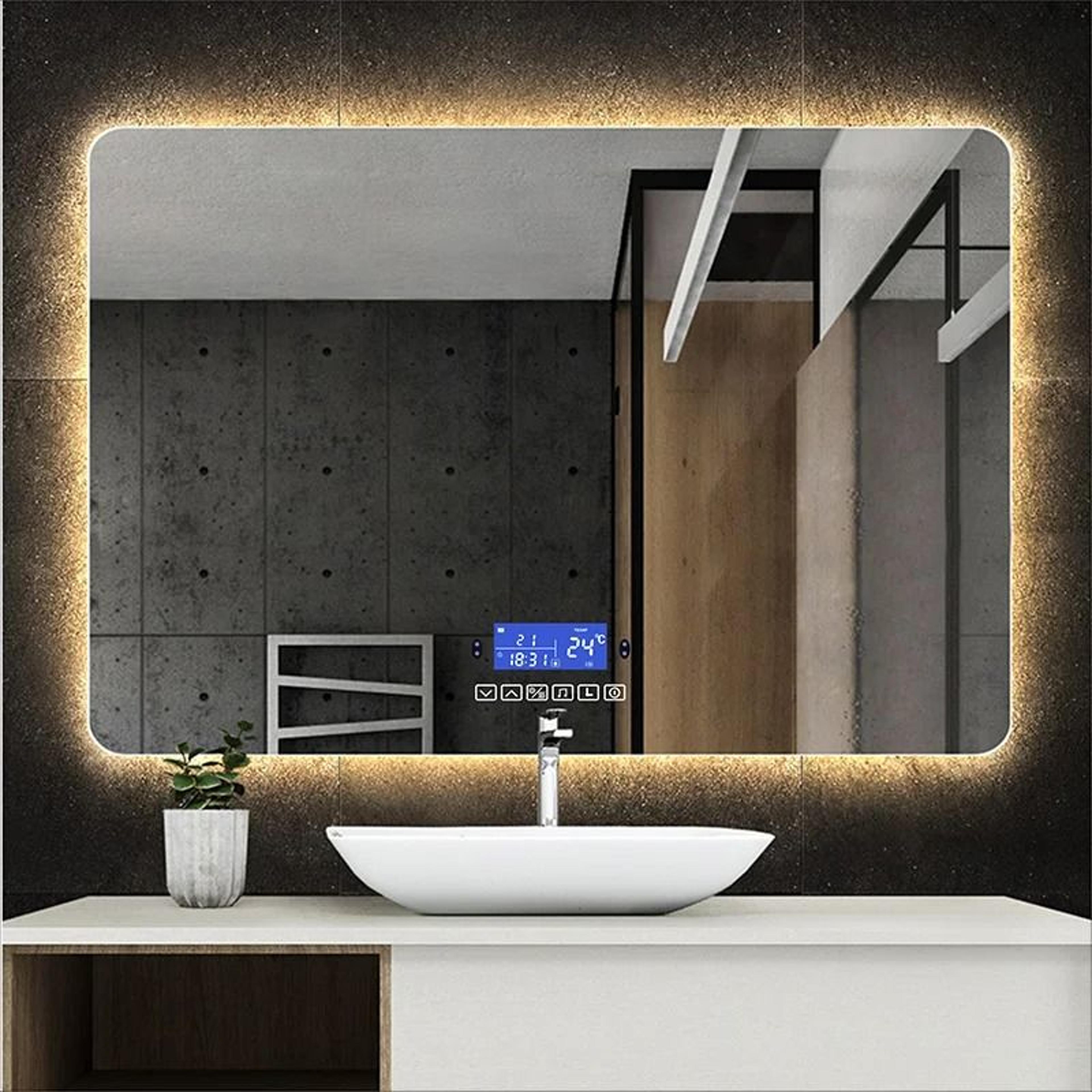 smart rectangular bluetooth led bathroom mirror with motion sensor & defogger
