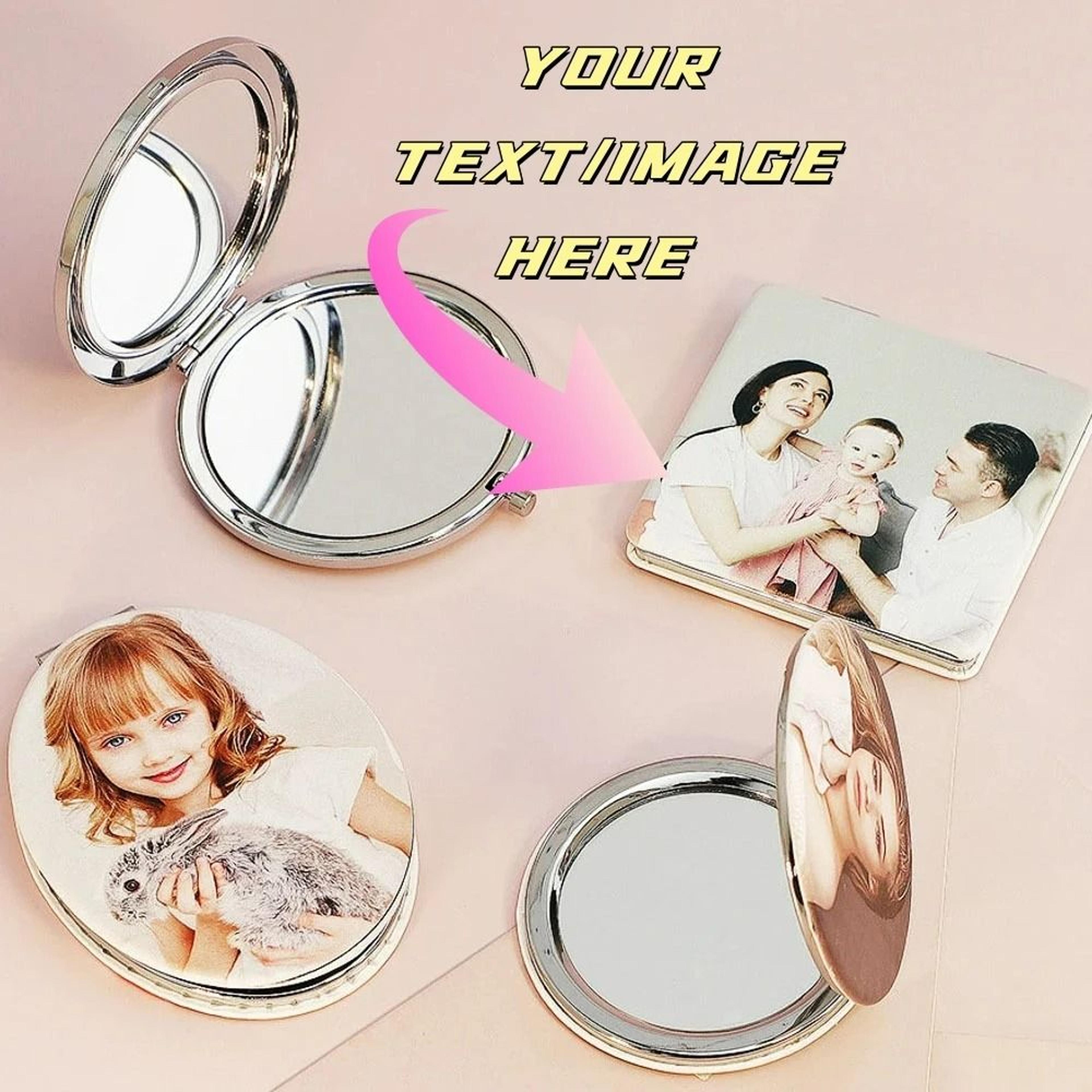 customized personalized leather compact makeup mirror