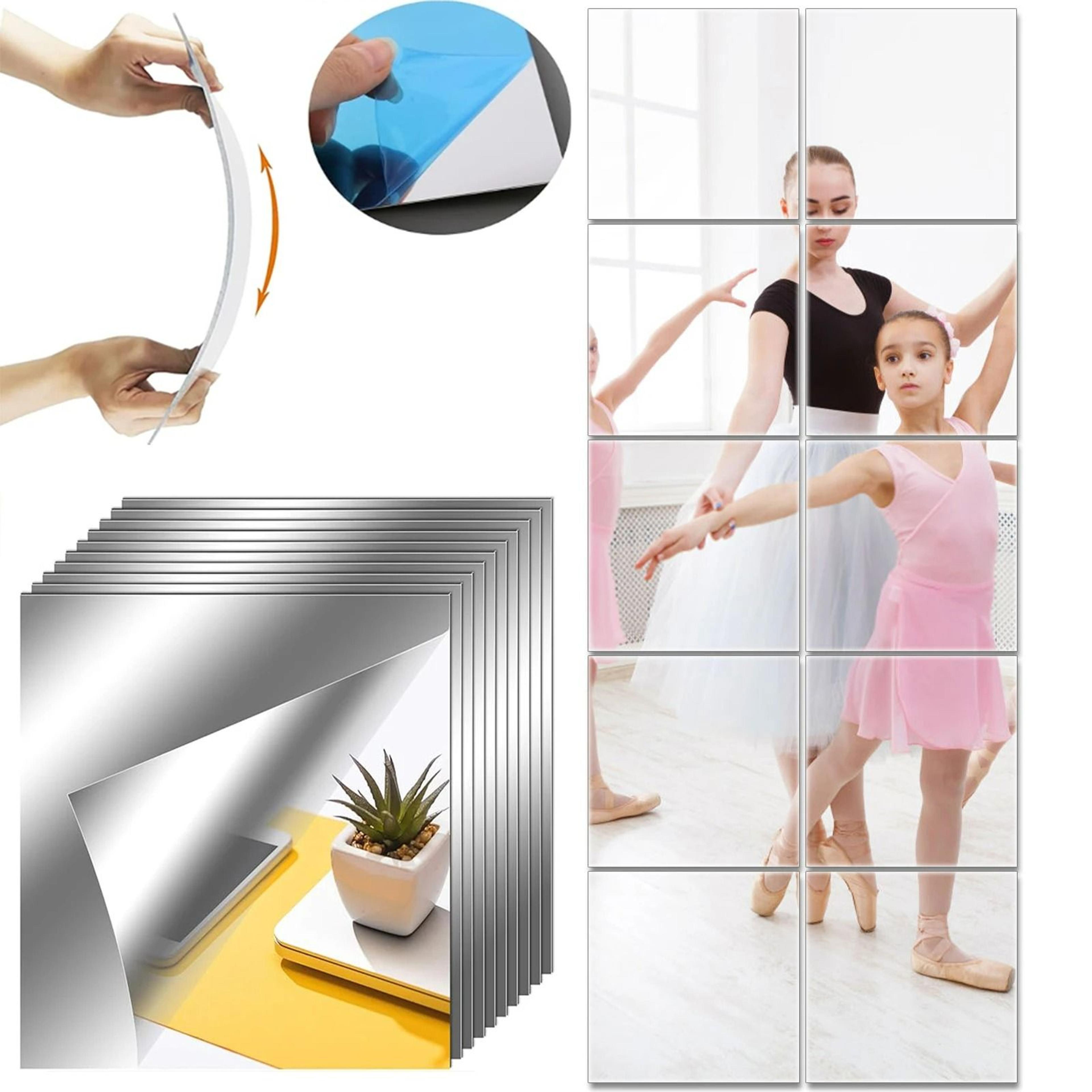 thickened self-adhesive flexible acrylic mirror wall tiles ( pack of 10 )