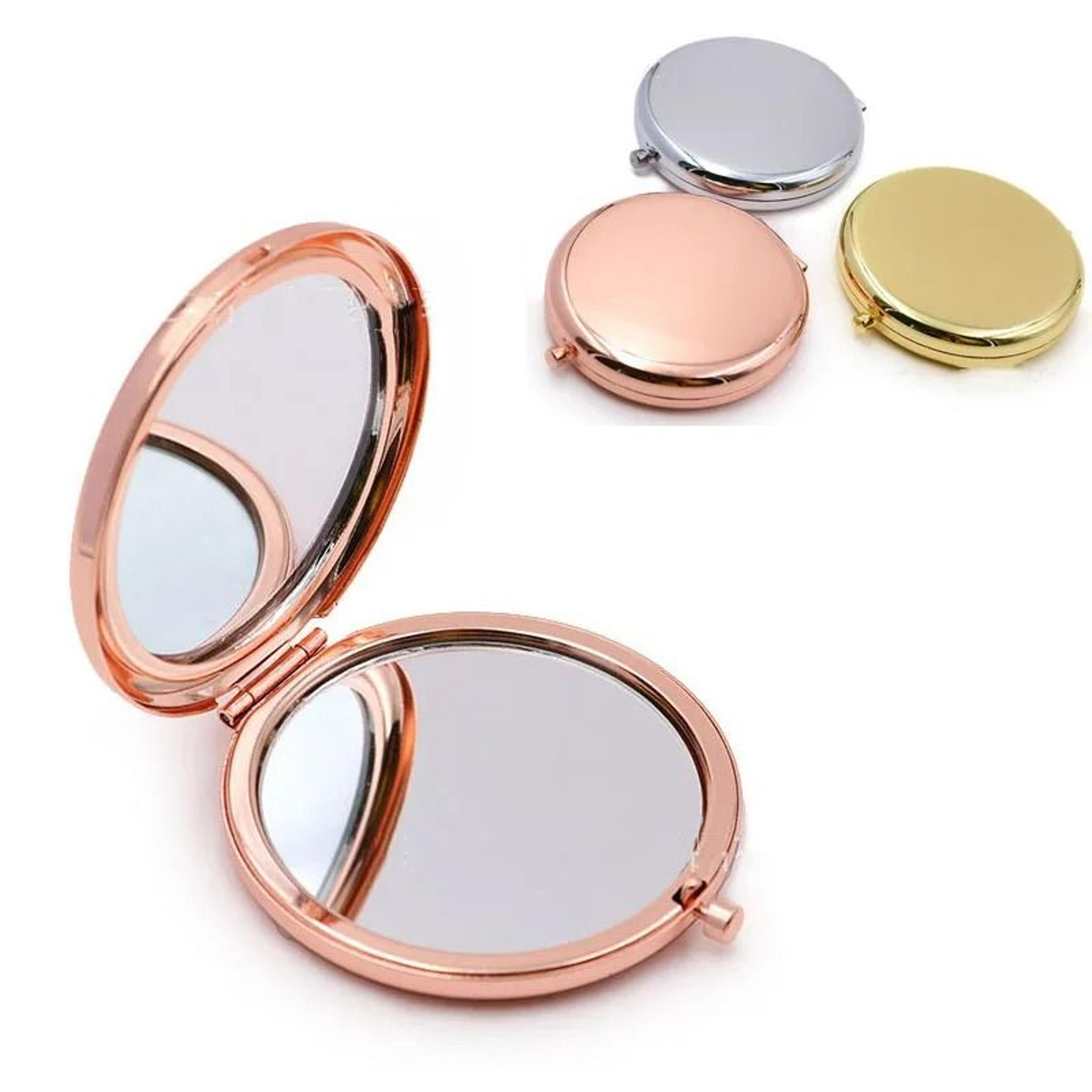 rose gold dual-sided folding pocket compact mirror