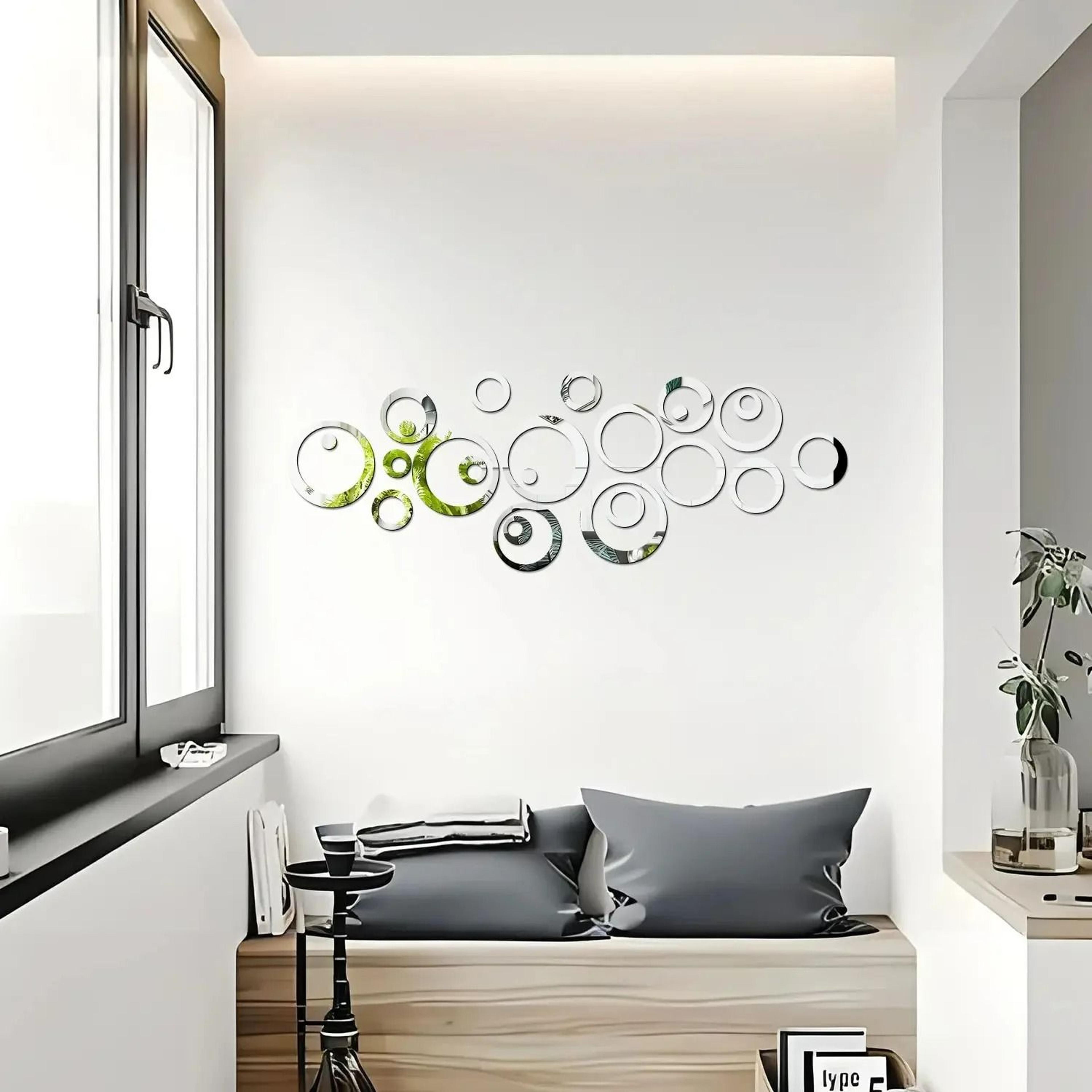 3d geometric hollow circle self-adhesive acrylic mirror wall stickers ( pack of 24 )