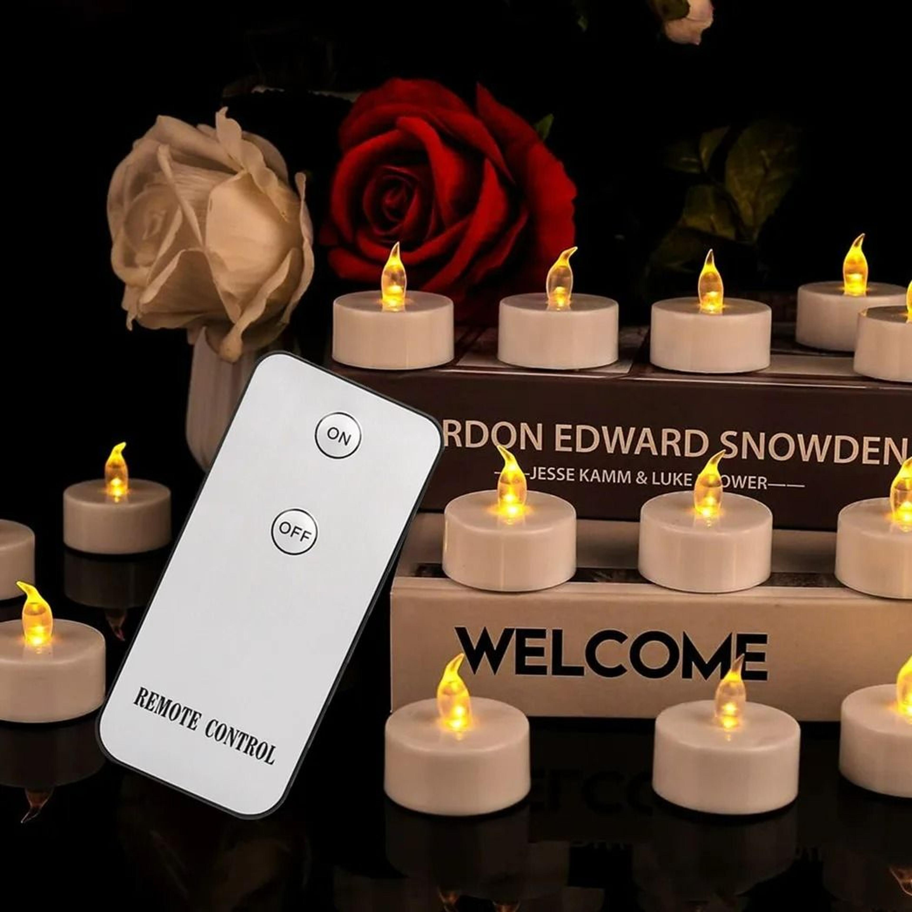 flameless battery-operated led tea light candles with remote ( pack of 6 )