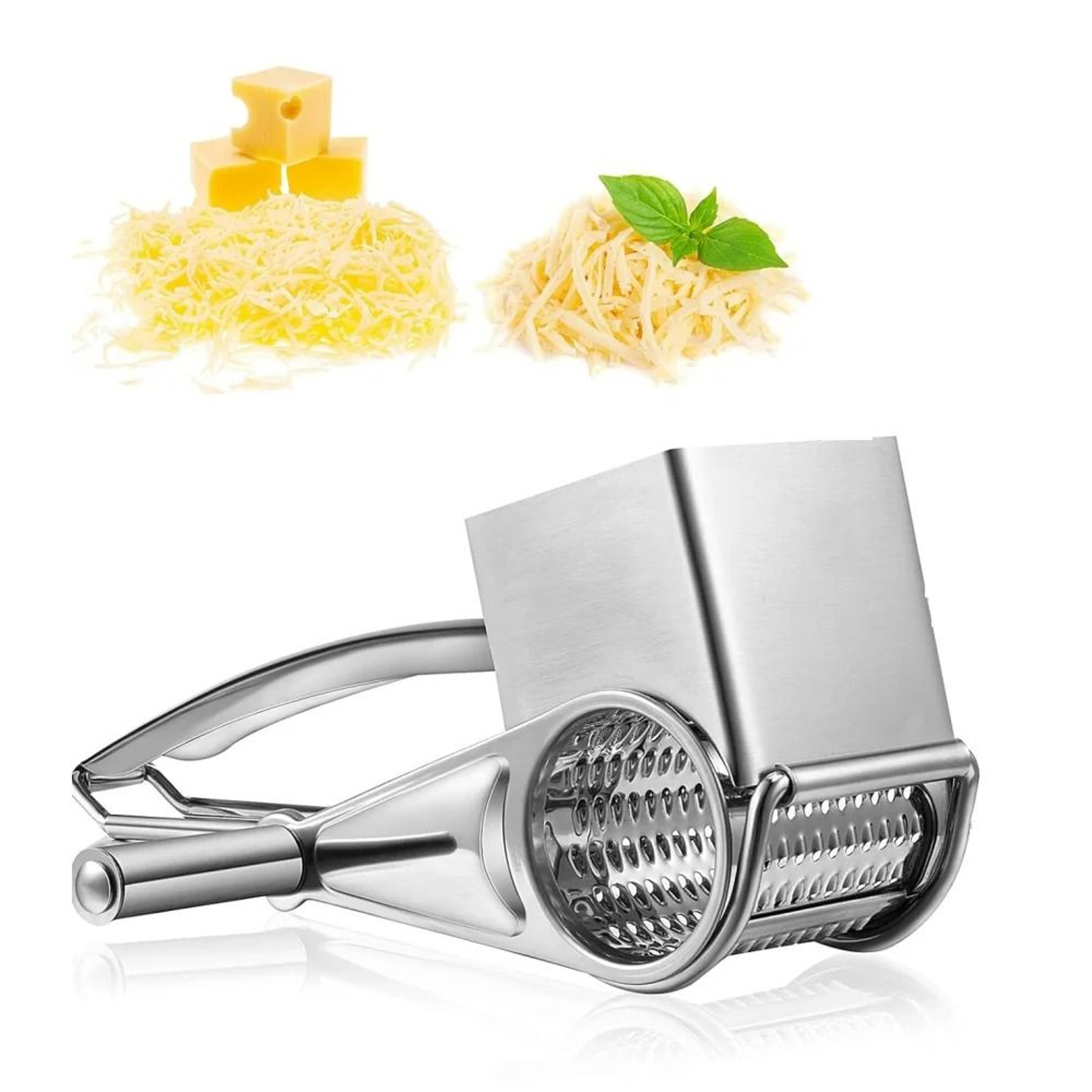 stainless steel handheld rotary cheese grater & slicer