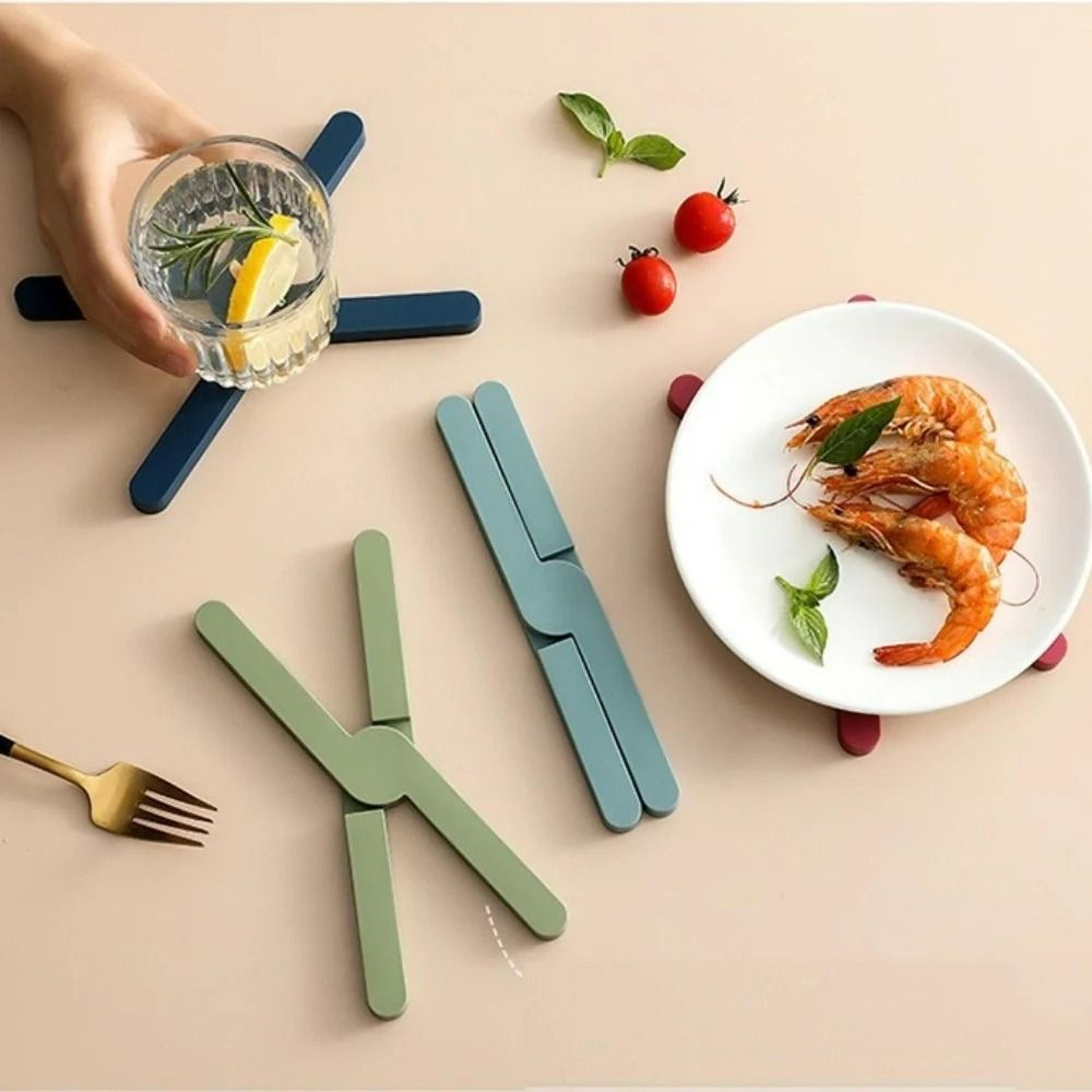 heat-resistant foldable silicone x-shape trivets ( pack of 3 )