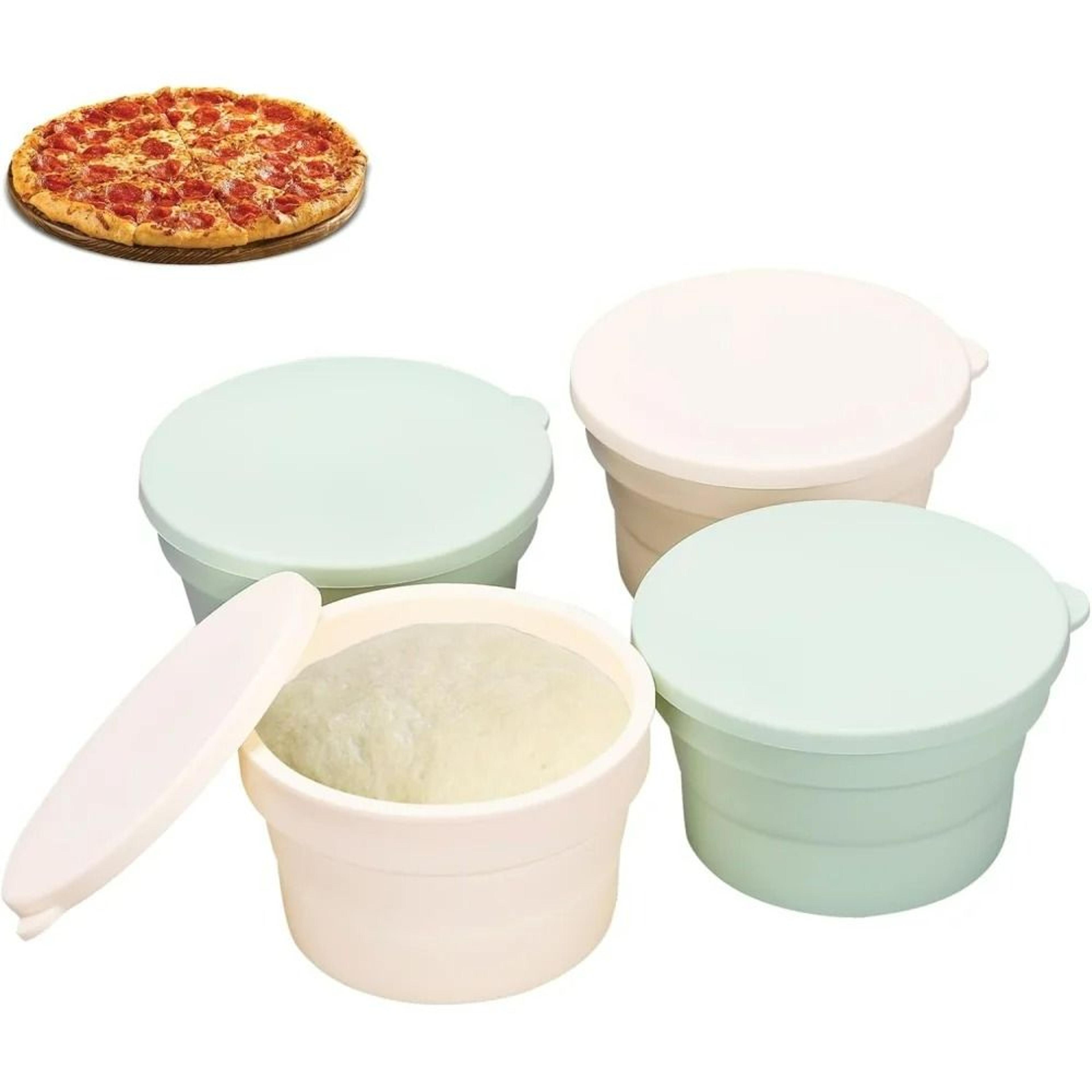 foldable non-stick silicone pizza & bread dough proofing boxes with lids ( pack of 2 )