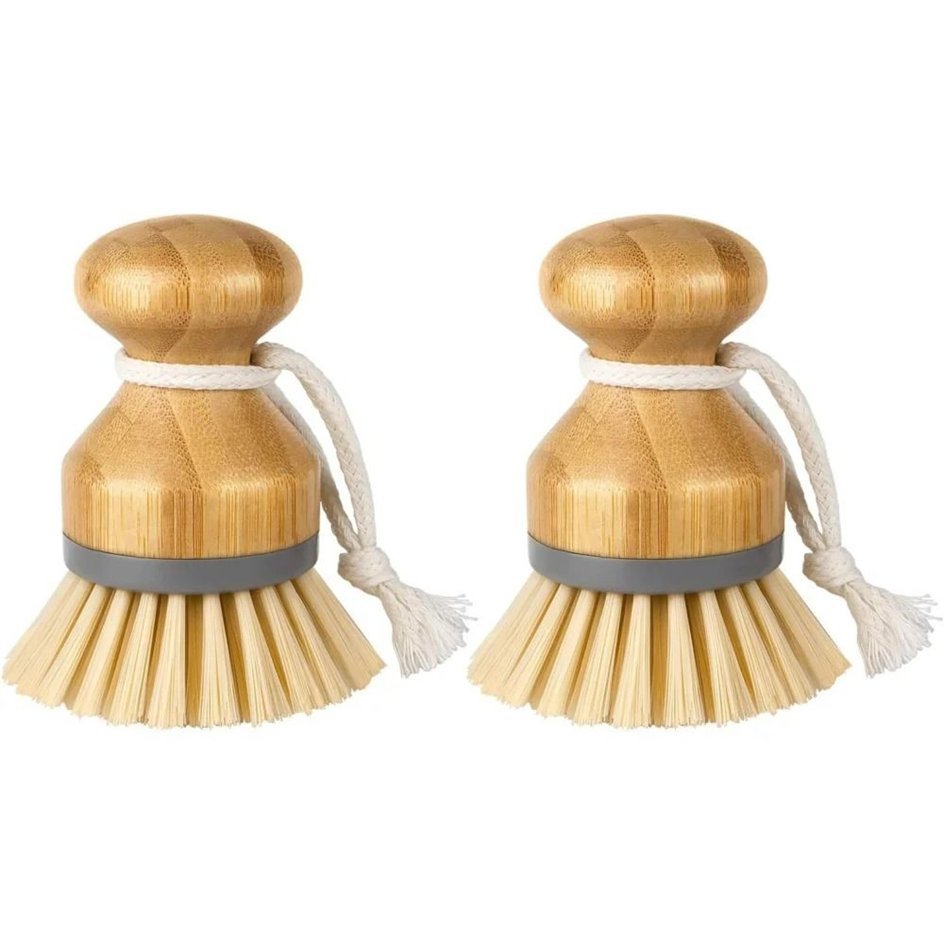 natural bamboo kitchen & dish scrubbing brushes ( pack of 2 )