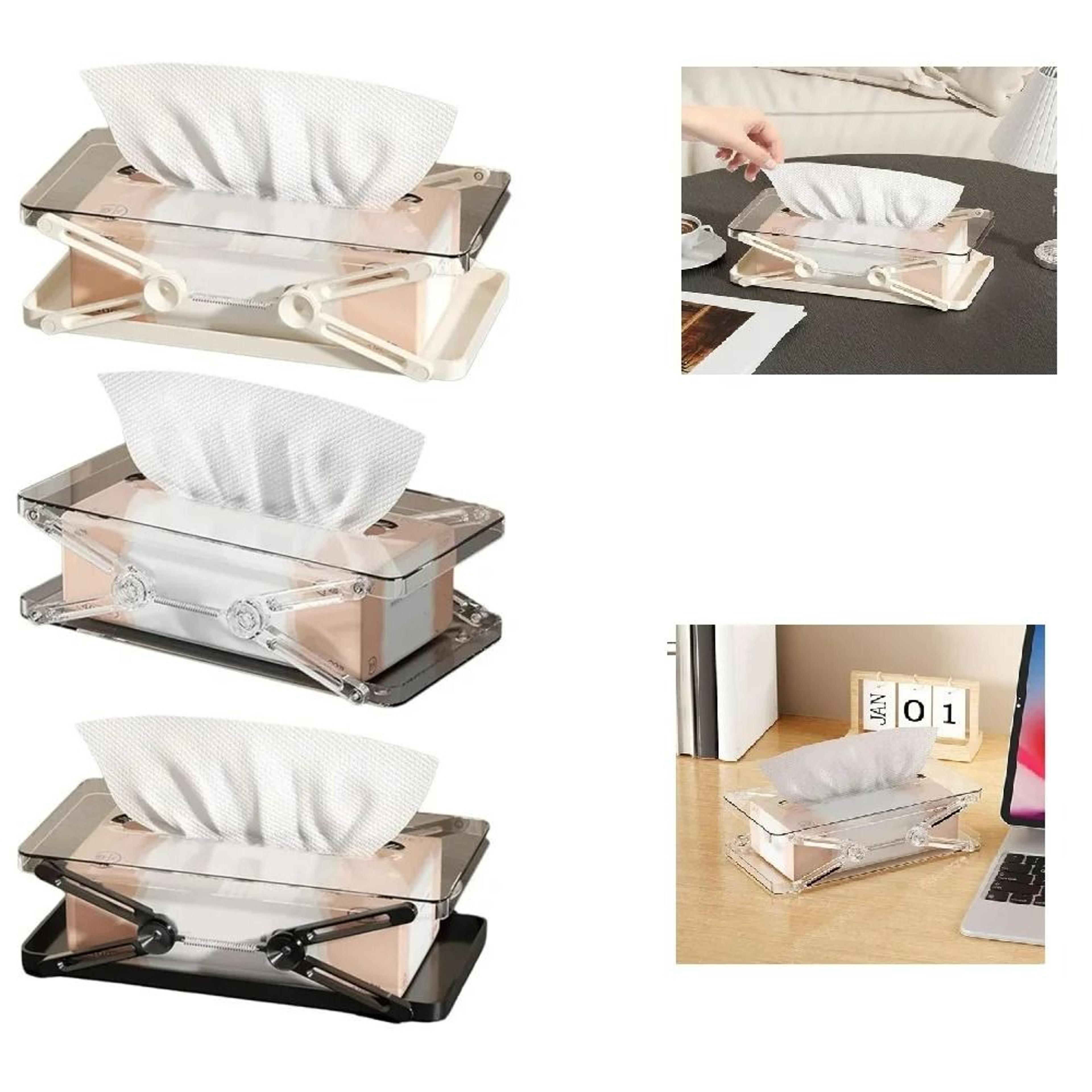 liftable telescopic desktop tissue box & storage dispenser