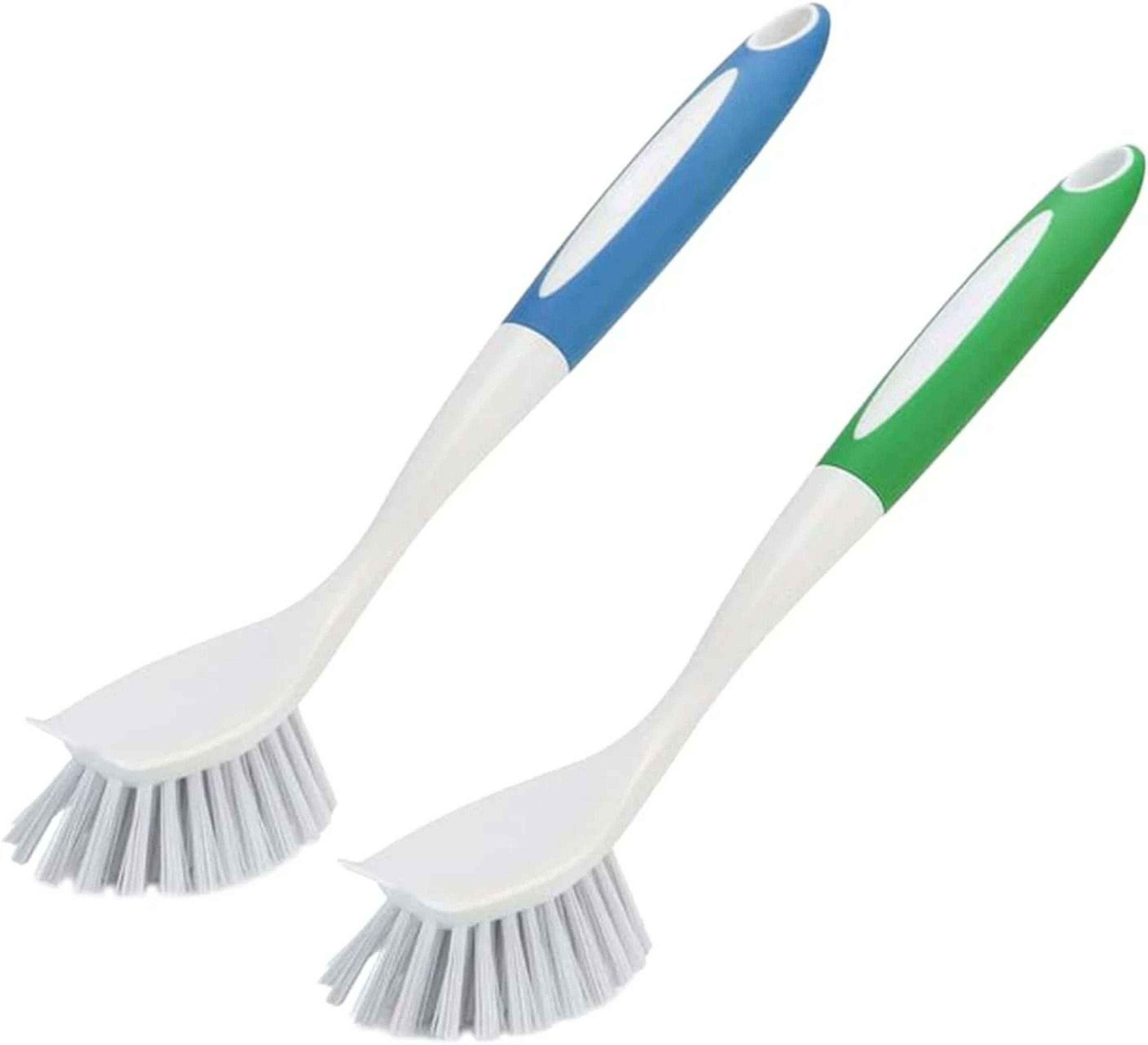 long-handle hard-bristle kitchen dish scrubbing brushes ( pack of 2 )