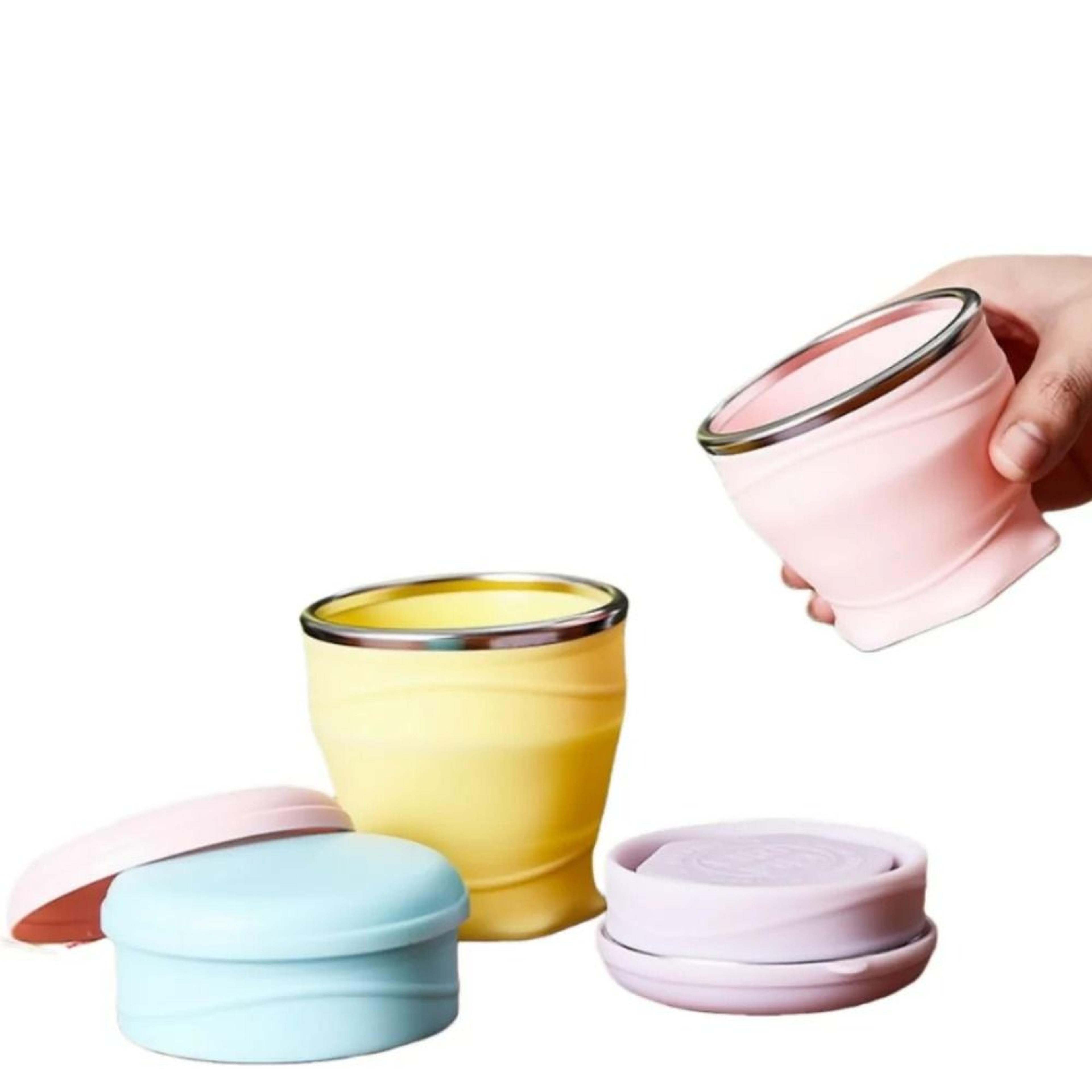 collapsible silicone travel & camping cup with lid