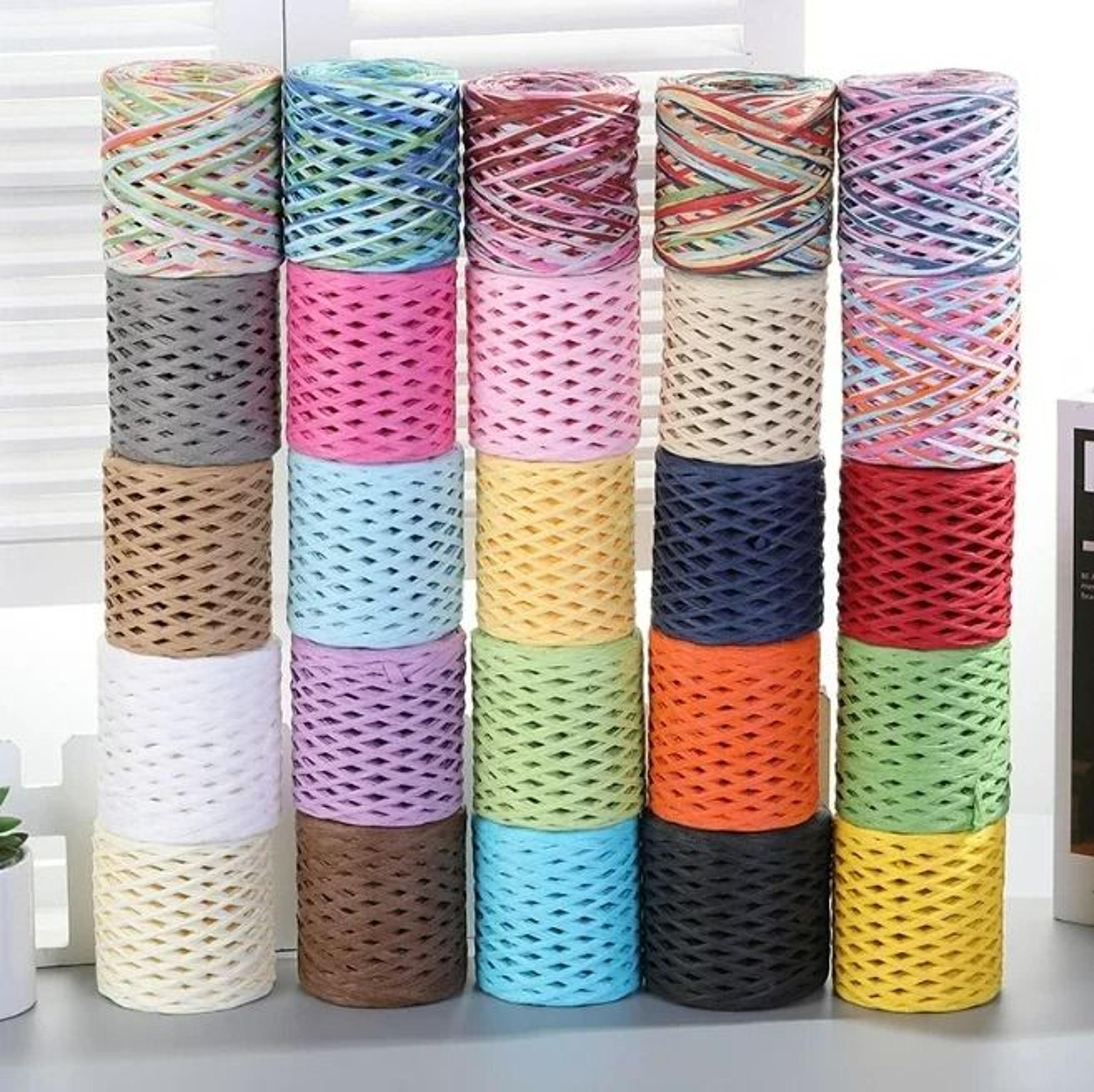 natural raffia straw yarn eco friendly paper thread for crocheting sun hats and beach bags