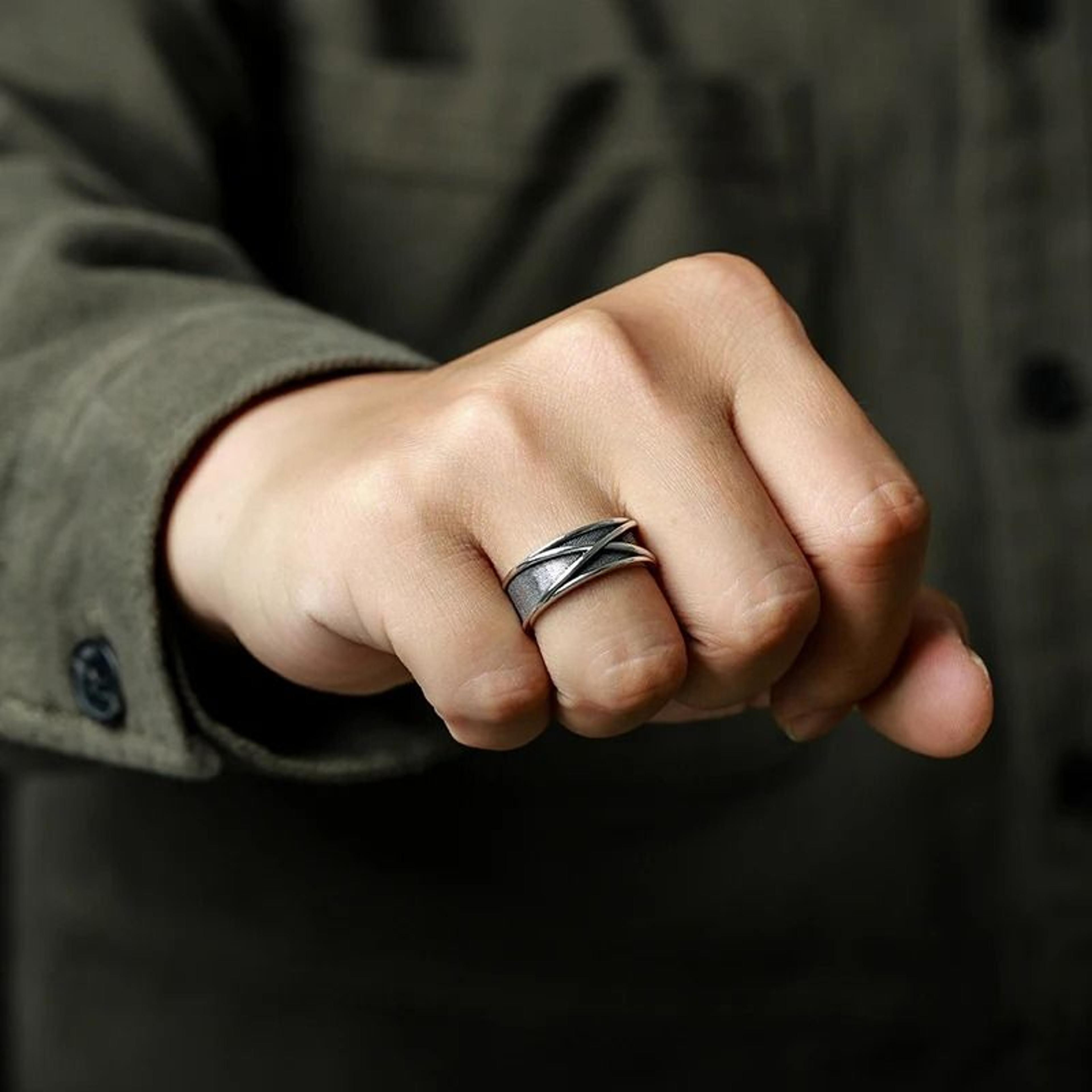retro time space ring gothic adjustable open metal ring anime jewelry gift
