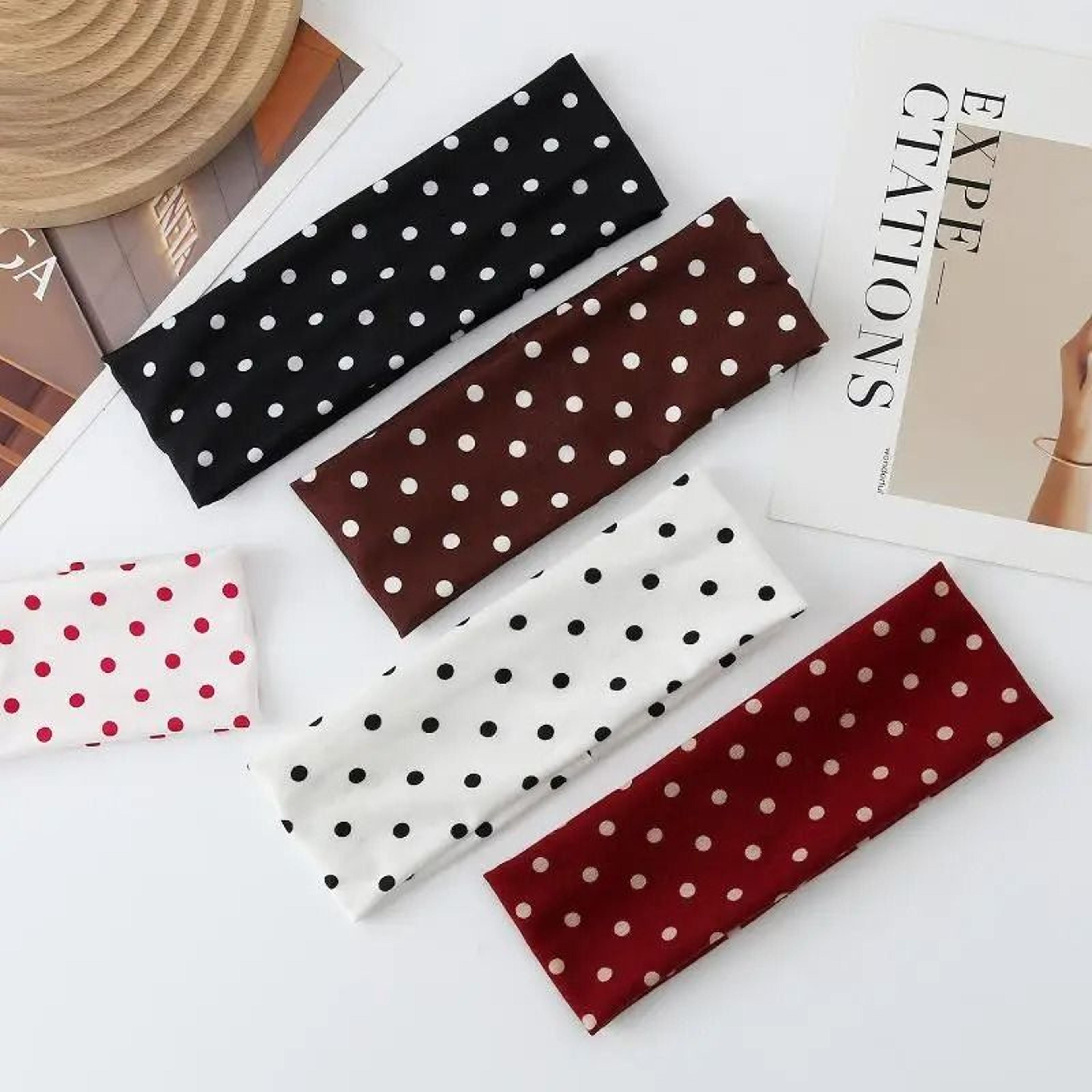 trendy boho retro wide headband soft stretch polka dot hair band