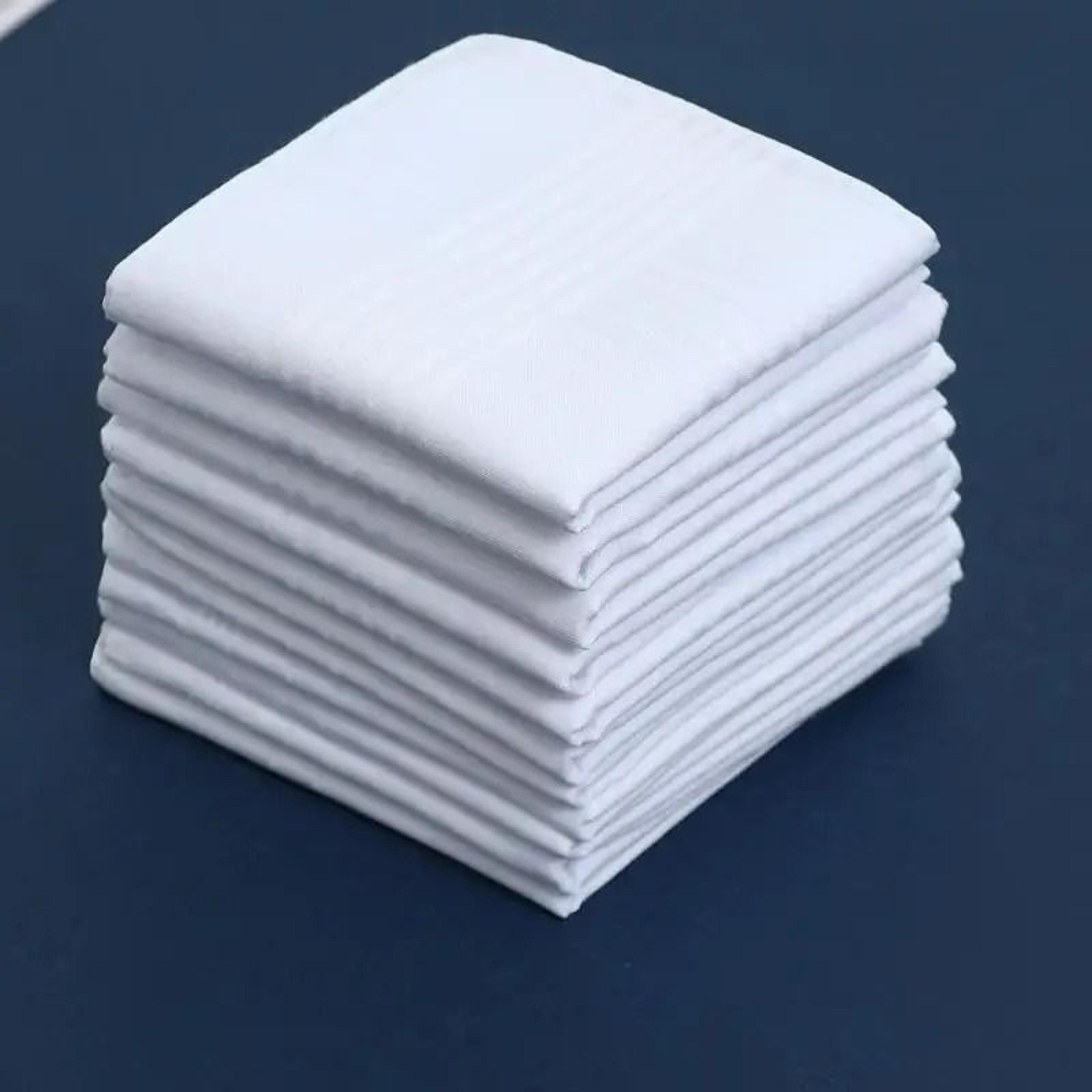 12 piece unisex pure white cotton handkerchief set plain soft pocket squares