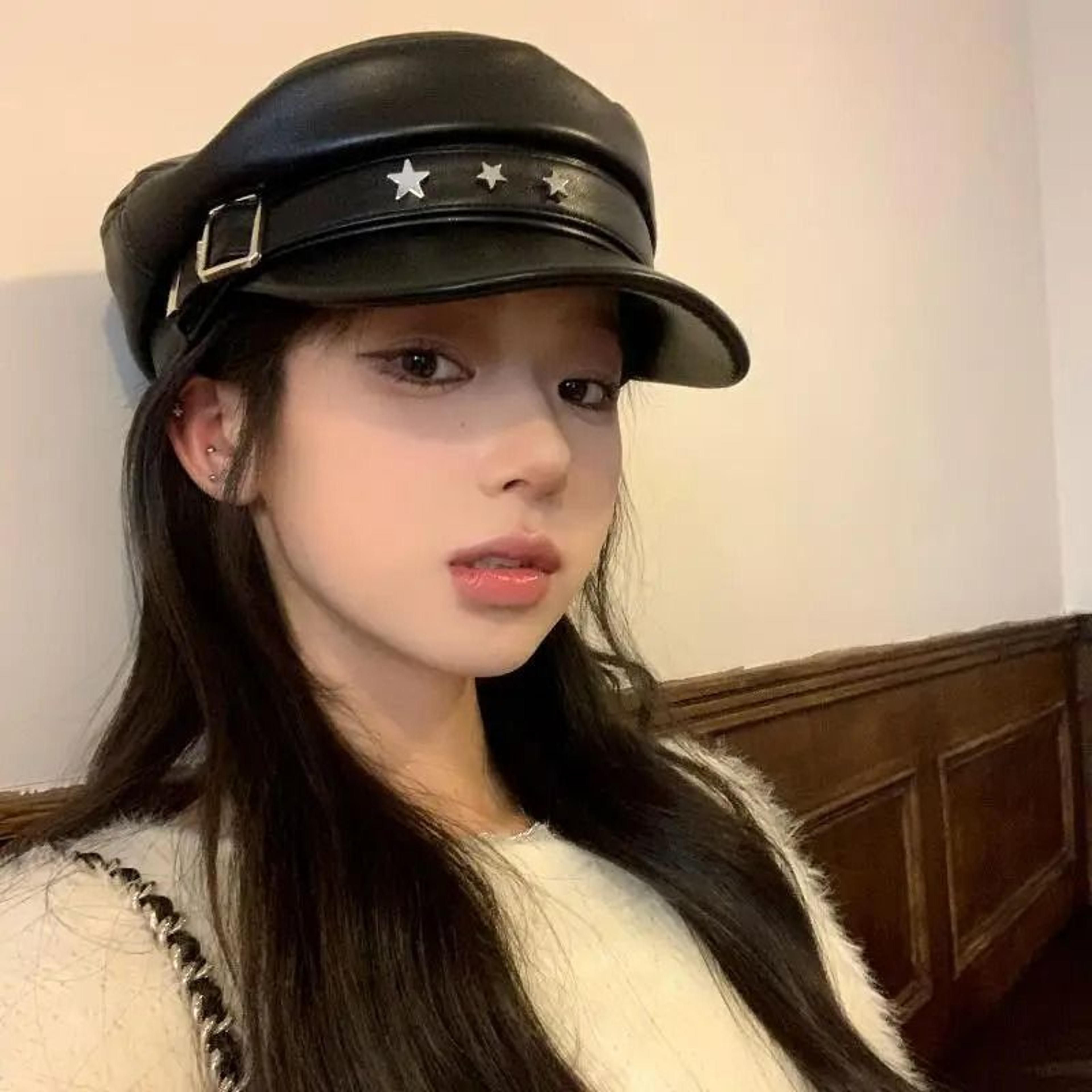 vintage rivet leather beret gothic lolita y2k newsboy cap for women