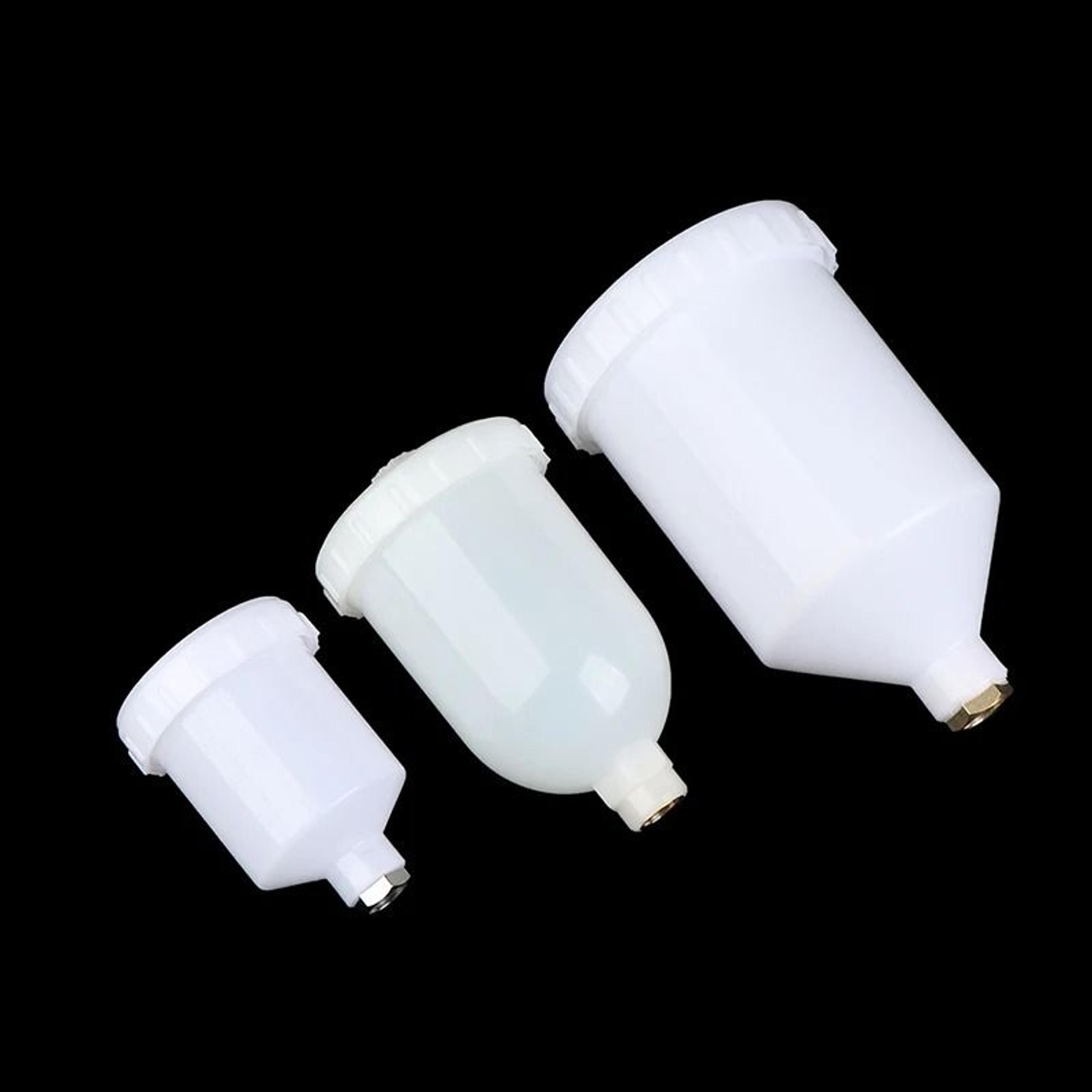 plastic gravity feed spray paint pot cup with threaded connector replacement