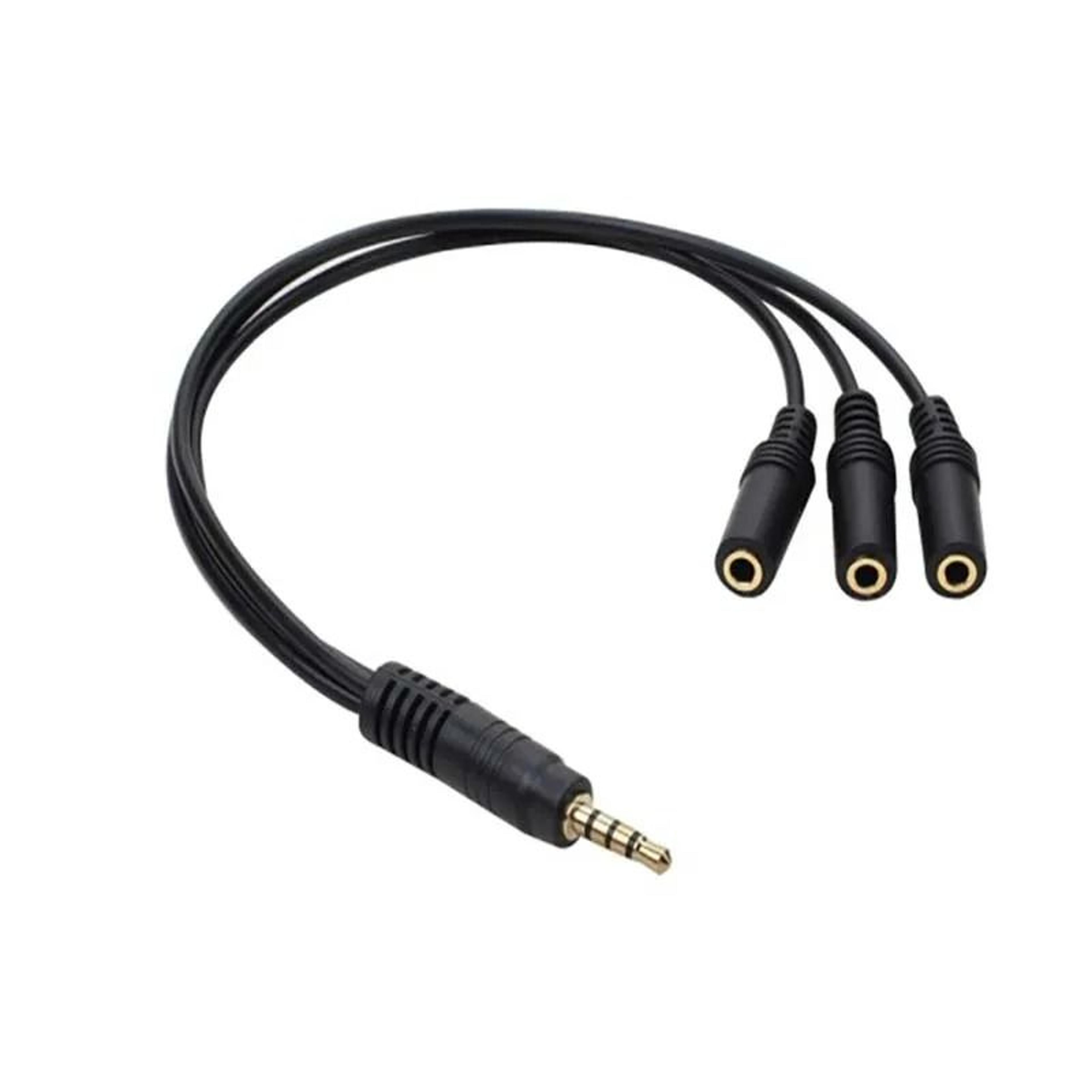 3.5mm 3-way port aux multi headphone audio splitter adapter 1 male to 3 female cable