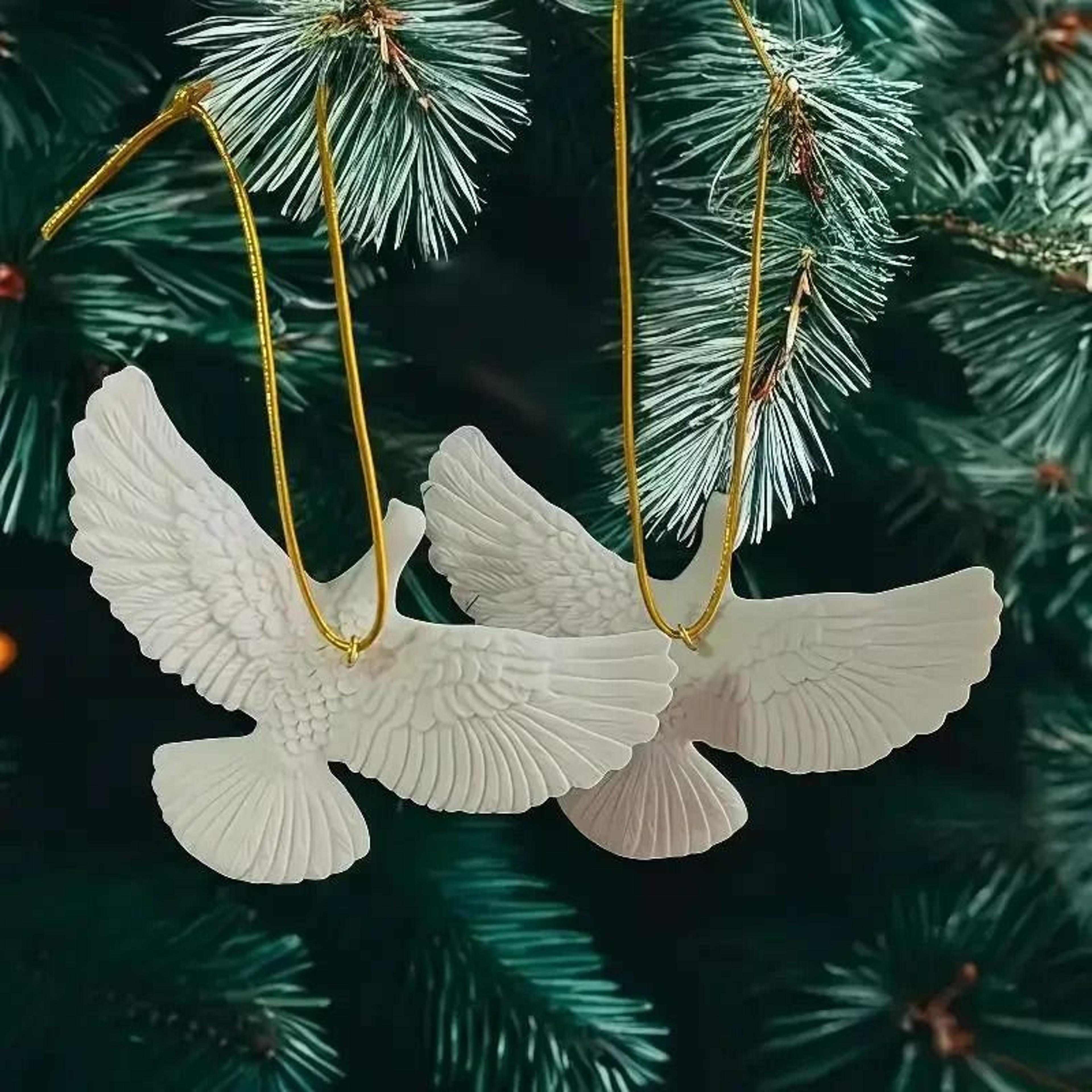home alone friendship doves resin christmas tree ornaments set