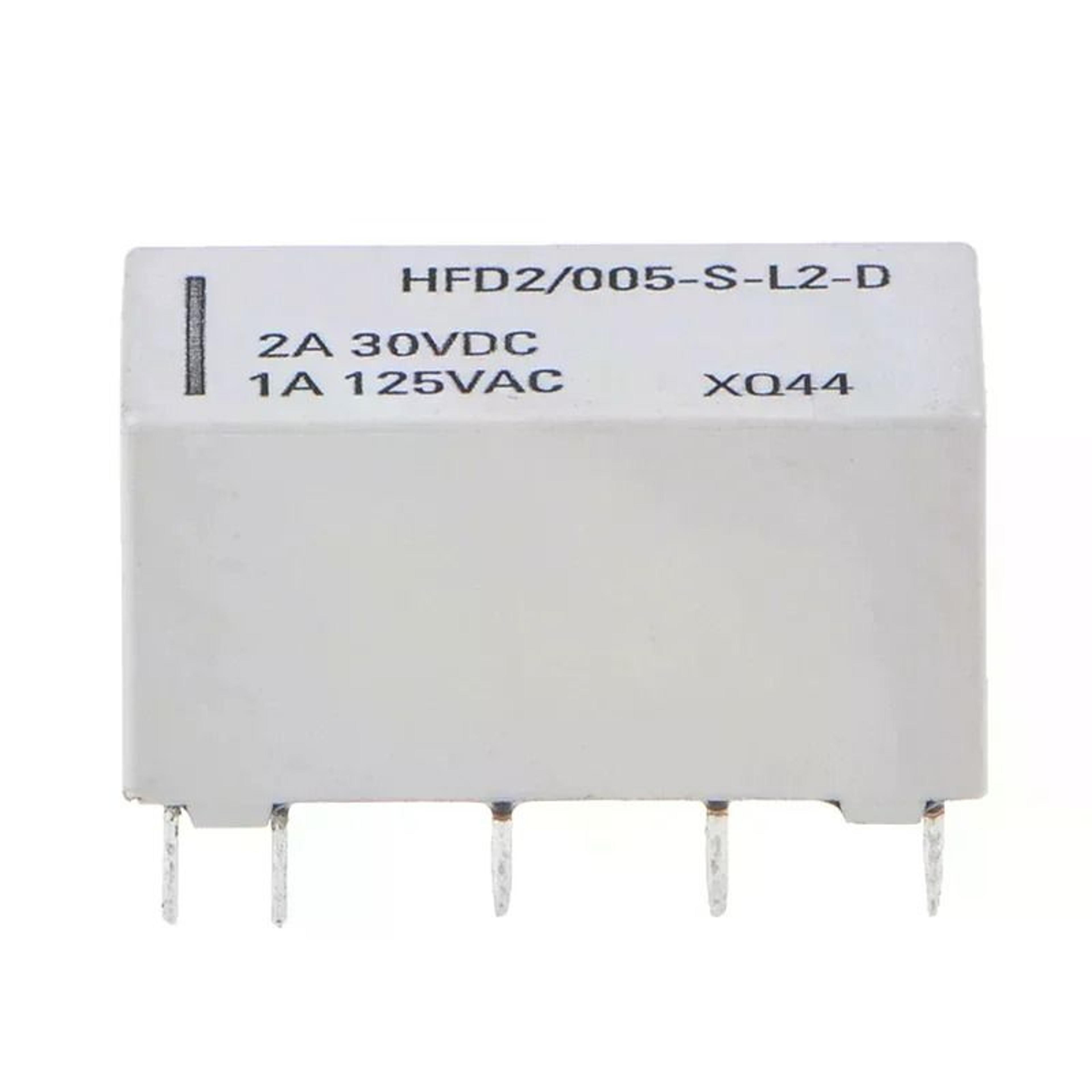 hfd2/005-s-l2-d 5v dual coil bistable latching relay dpdt 2a 30vdc 1a 125vac