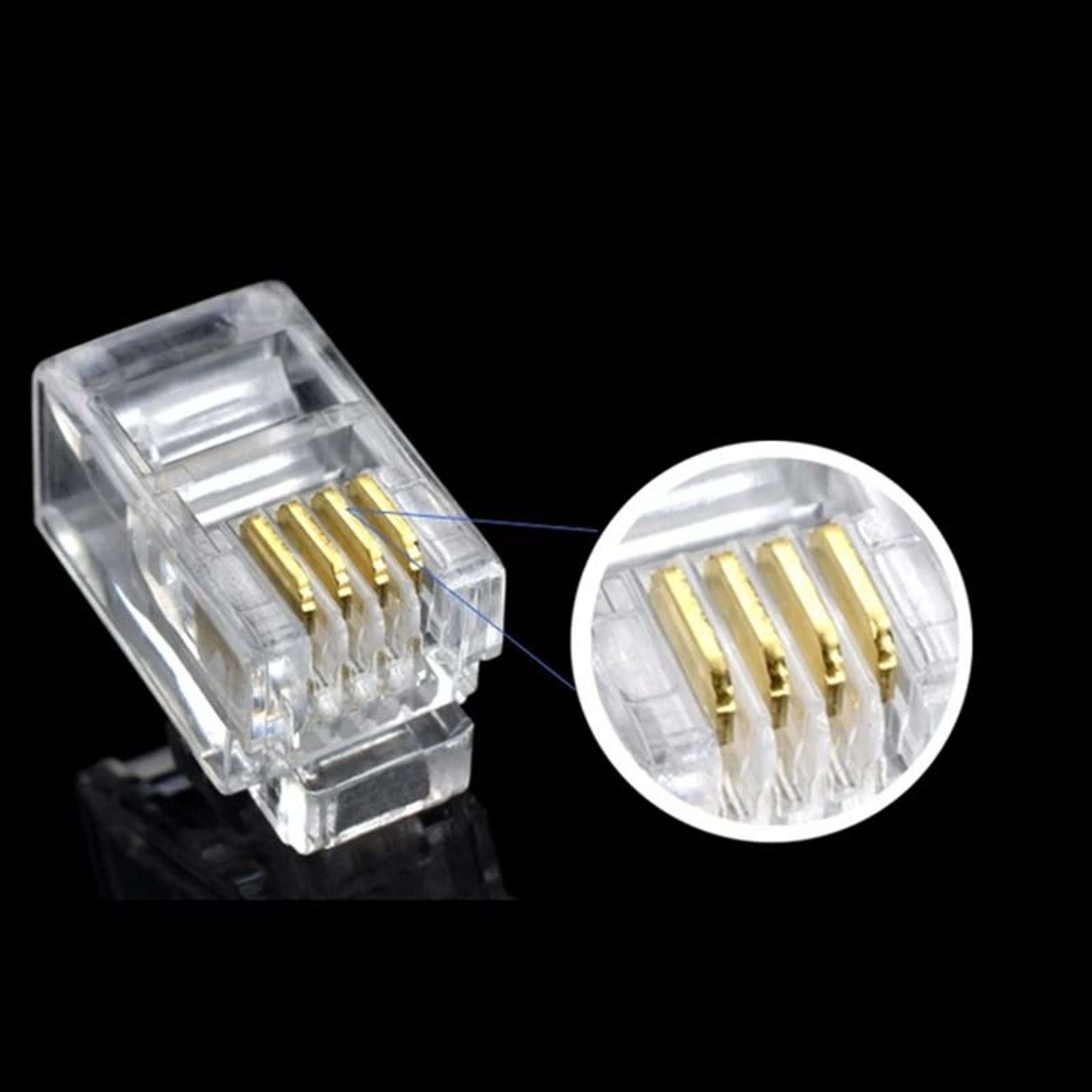 100 piece 4p4c rj11 telephone modular plug jack crystal head connectors