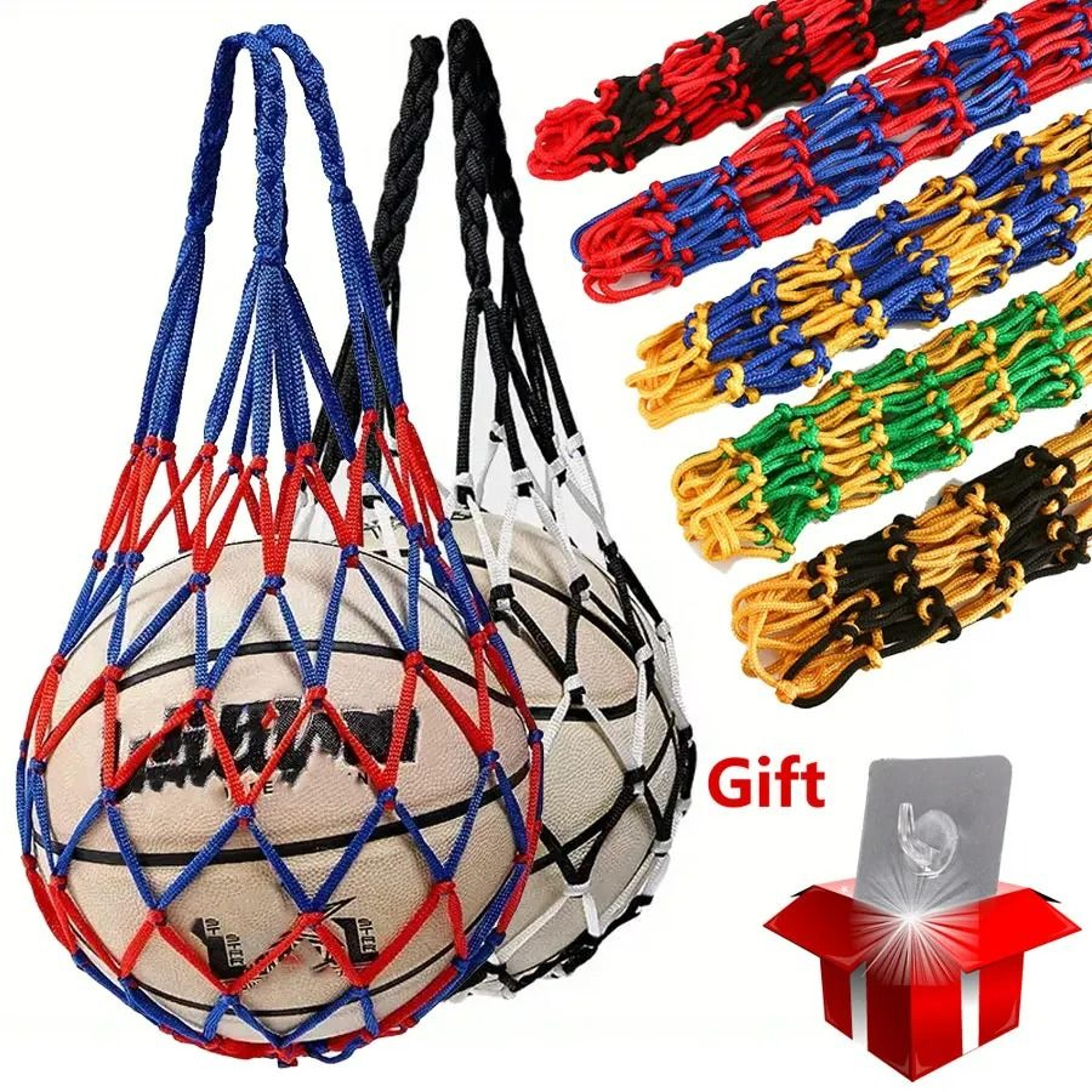 thick woven nylon basketball net bag with hanging hook for sports balls