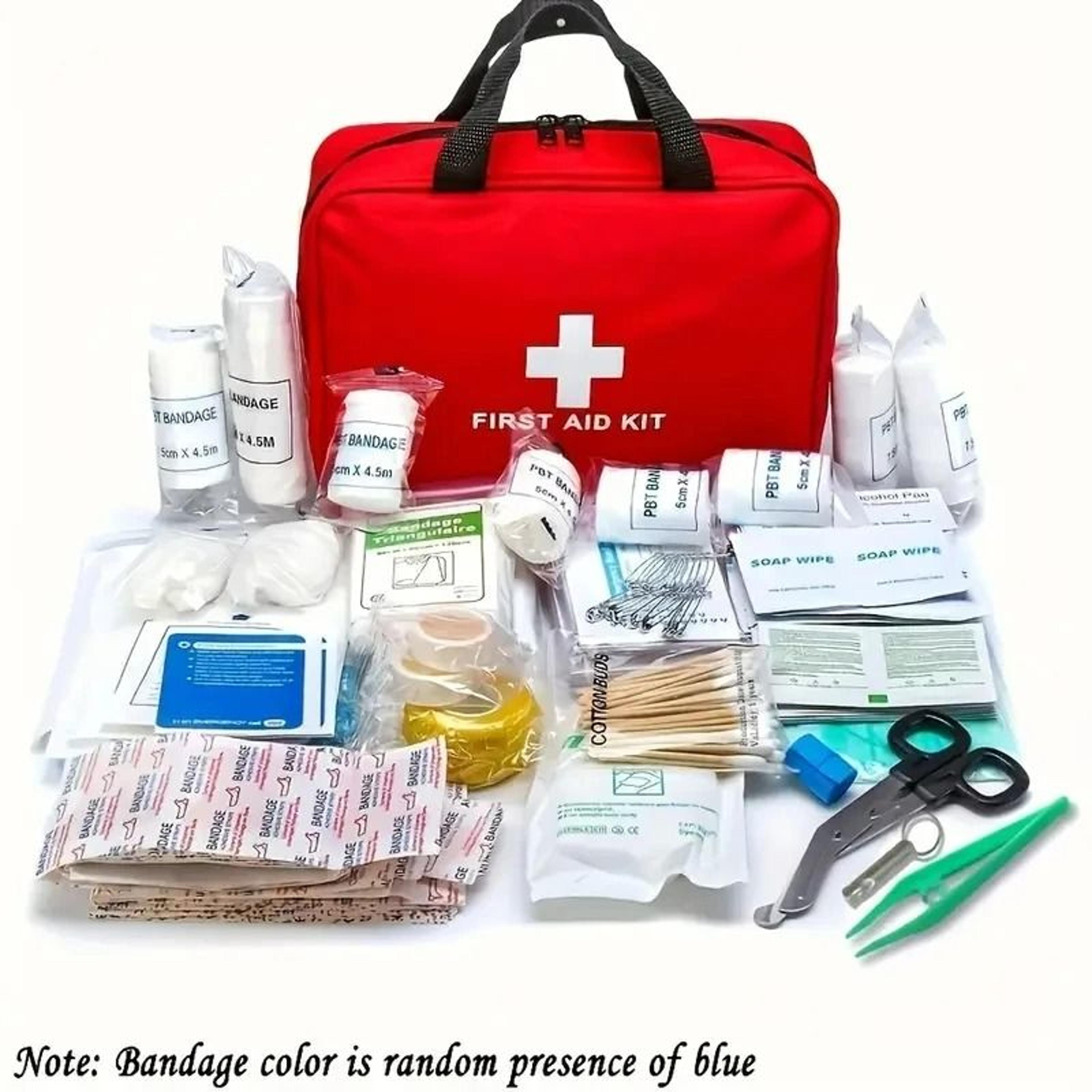 portable first aid kit and emergency medical storage bag for car, home, and travel