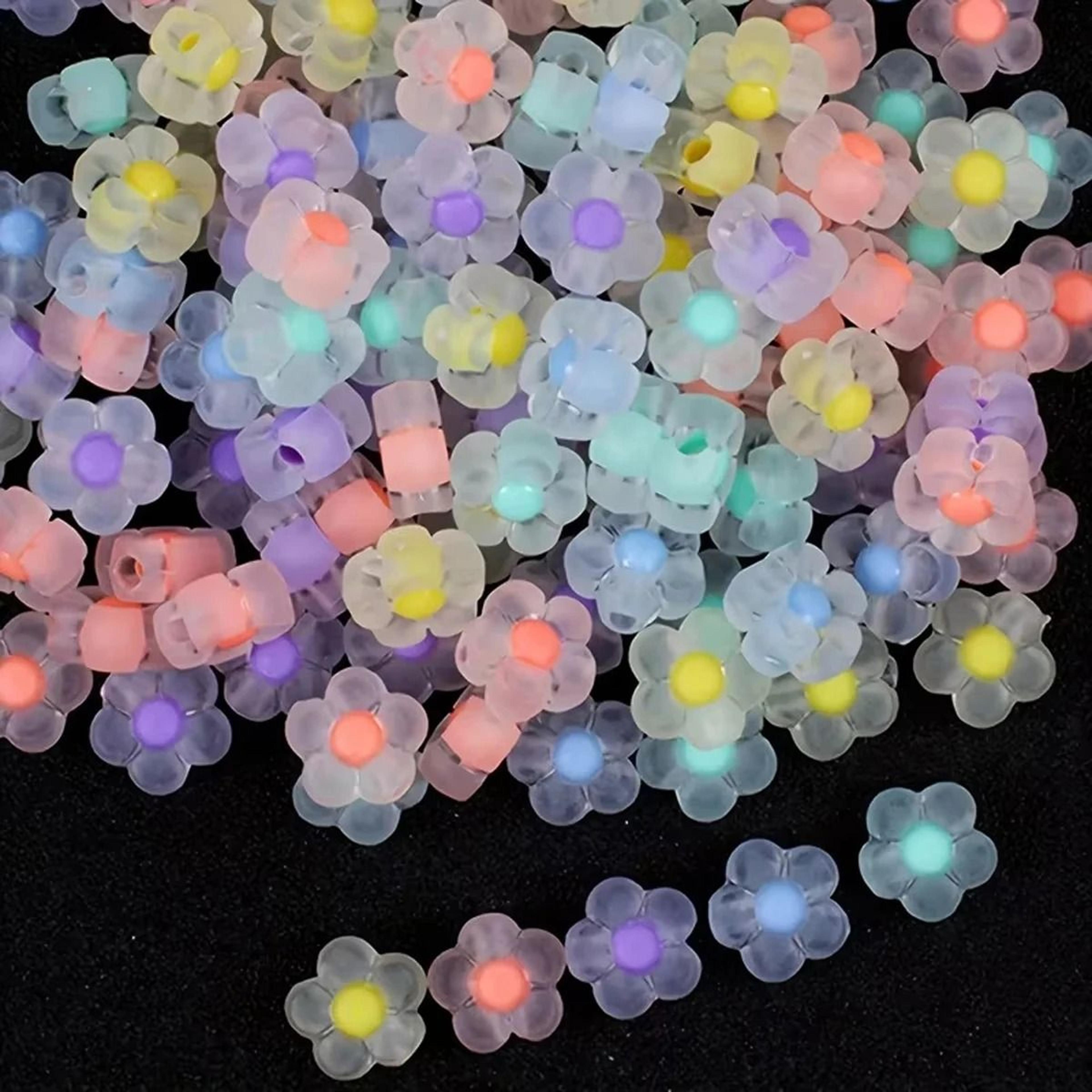 100 piece 0.47 in matte transparent flower acrylic spacer beads for diy jewelry