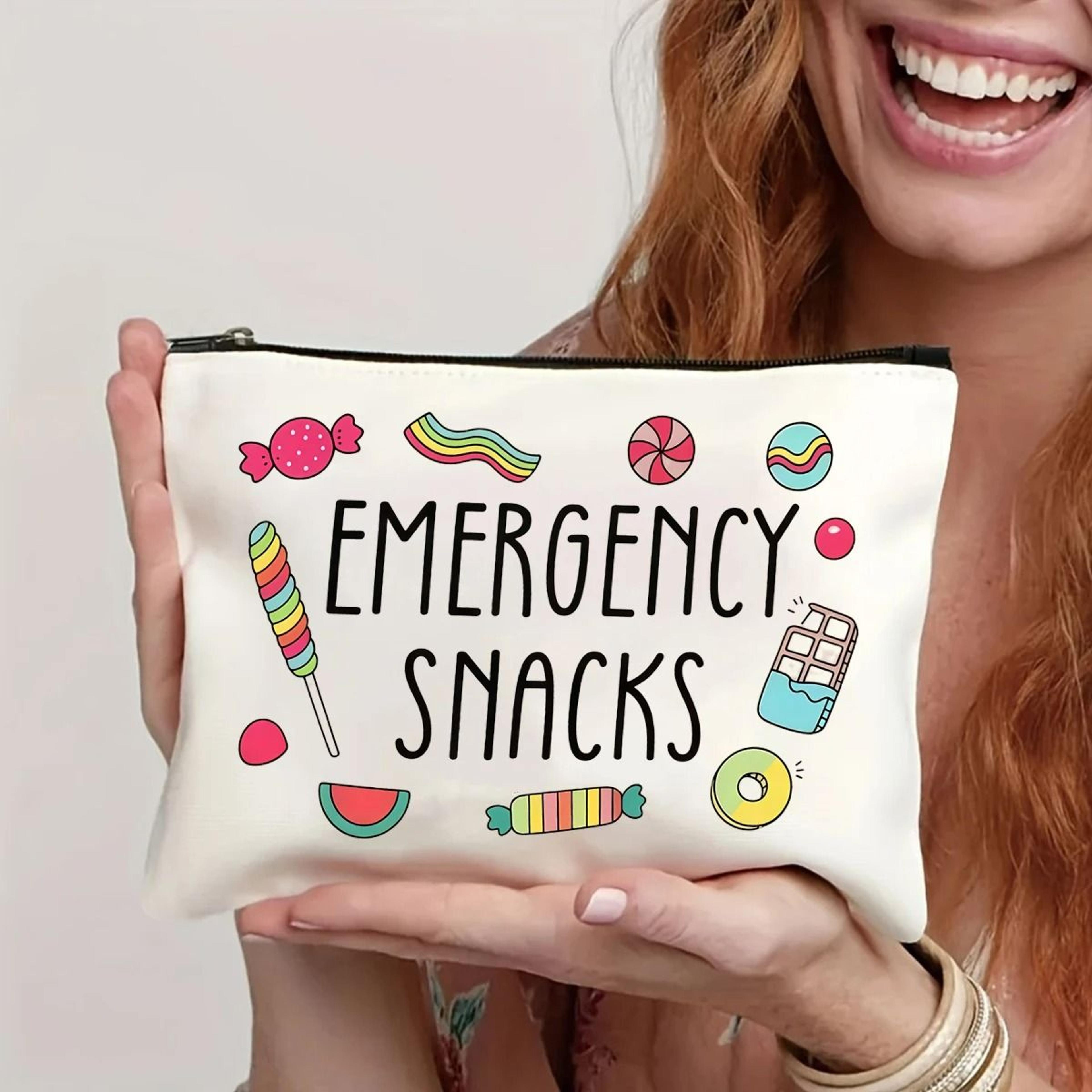 "emergency food" funny canvas cosmetic bag and travel toiletry pouch