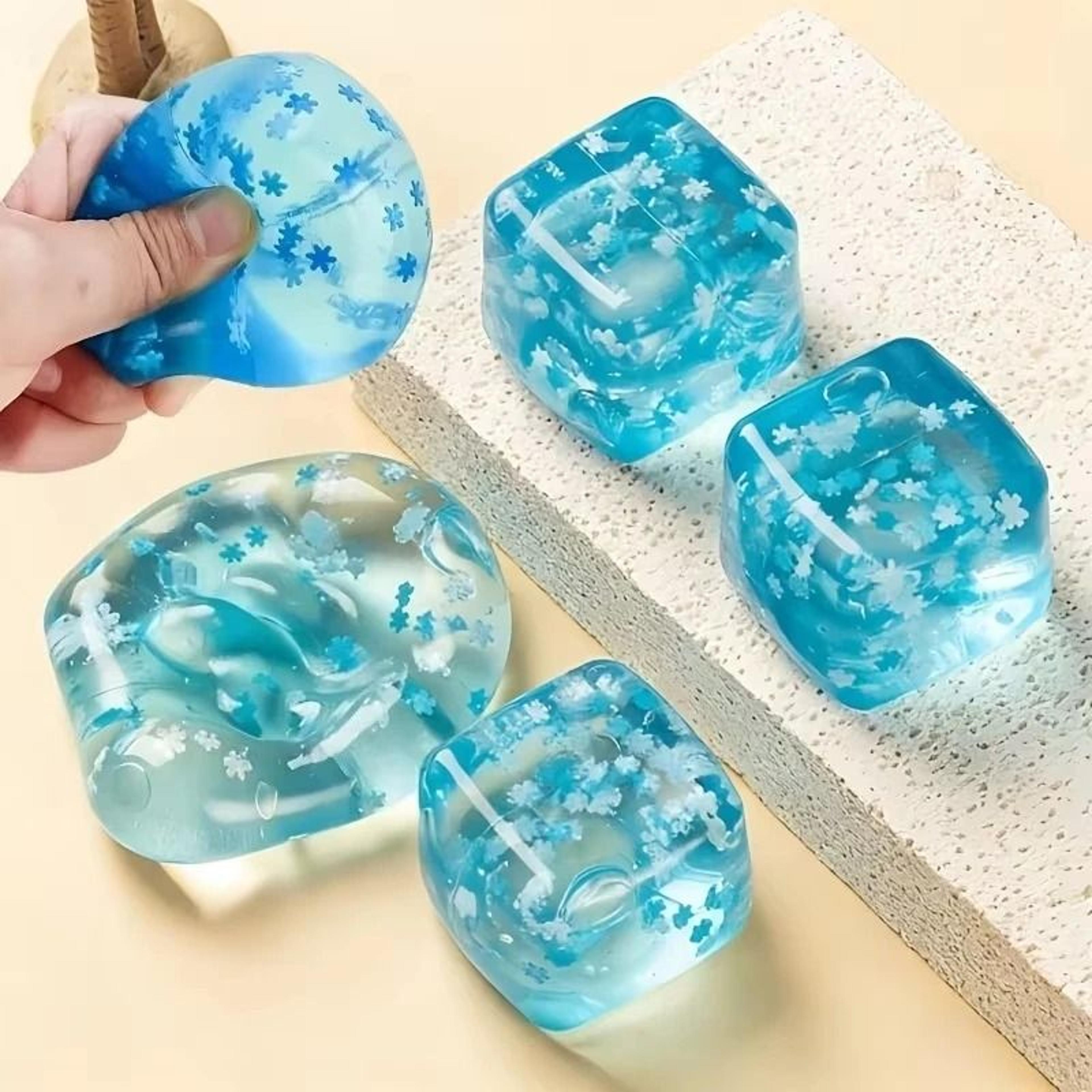 3 piece slow rising squishy snowflake ice cube sensory fidget toy set