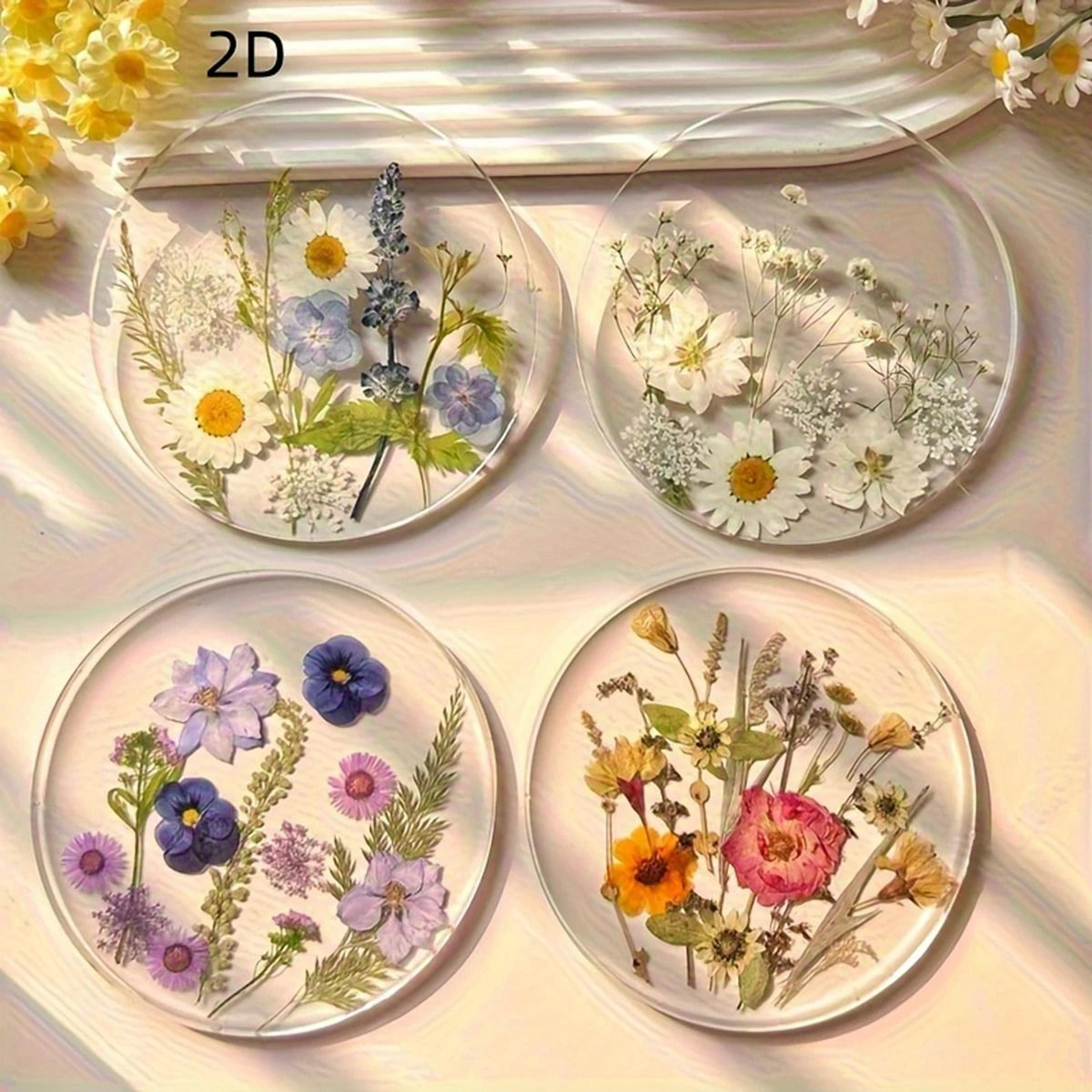 4 piece transparent colorful wildflower acrylic coaster set for party table decor
