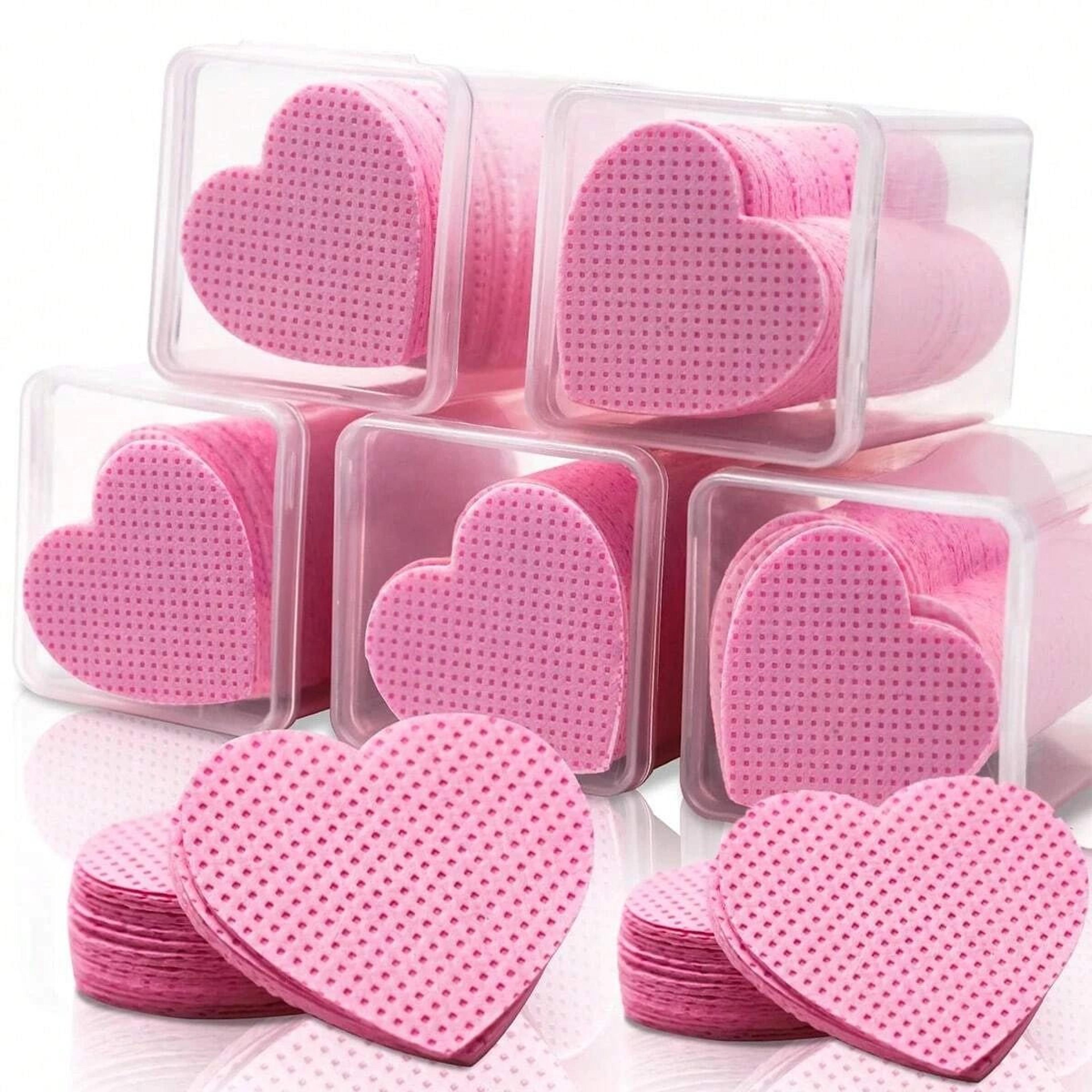 200 piece heart-shaped lint-free nail wipes and lash glue cleansing pads