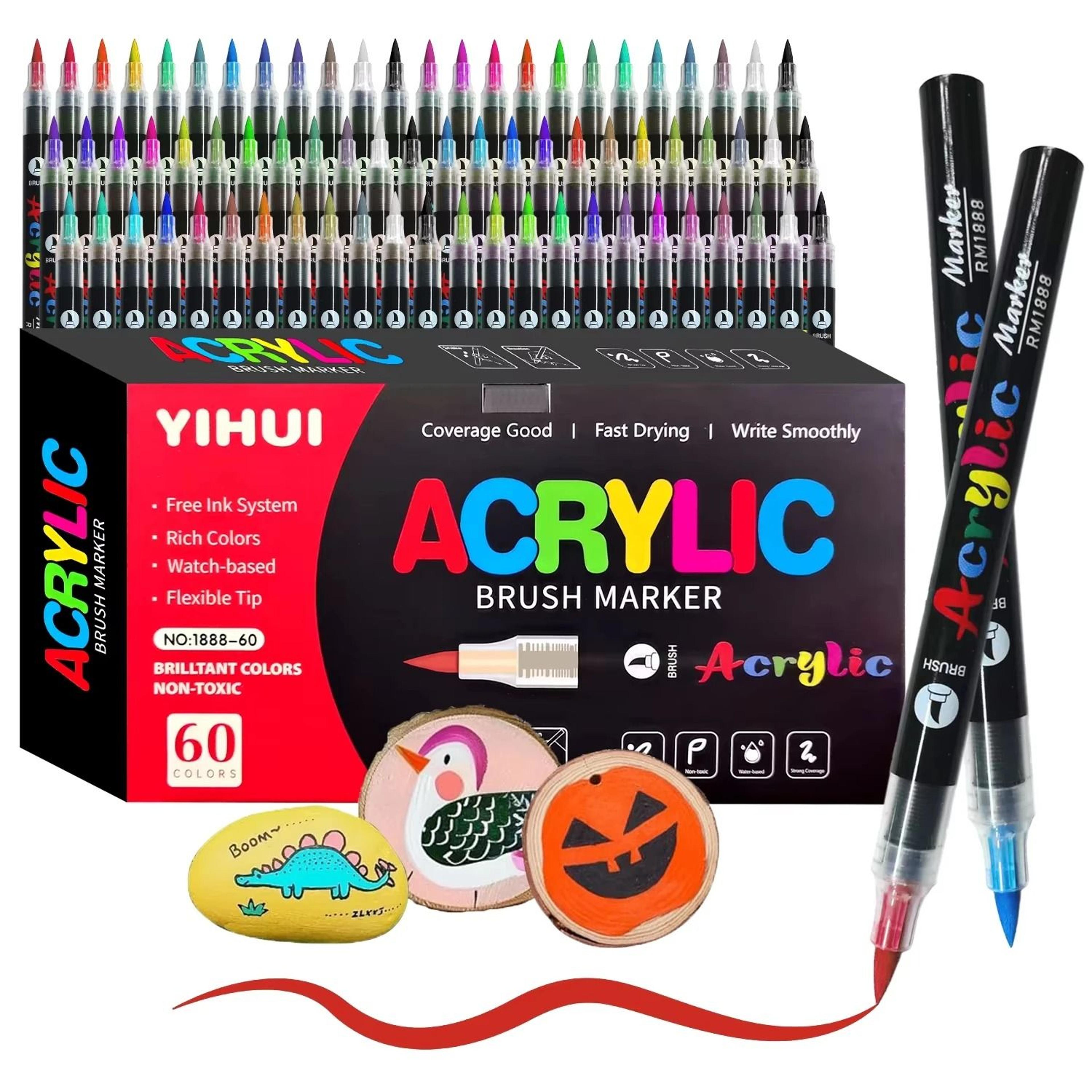 dual-tip acrylic paint pens set for rock painting, wood, glass, and diy crafts