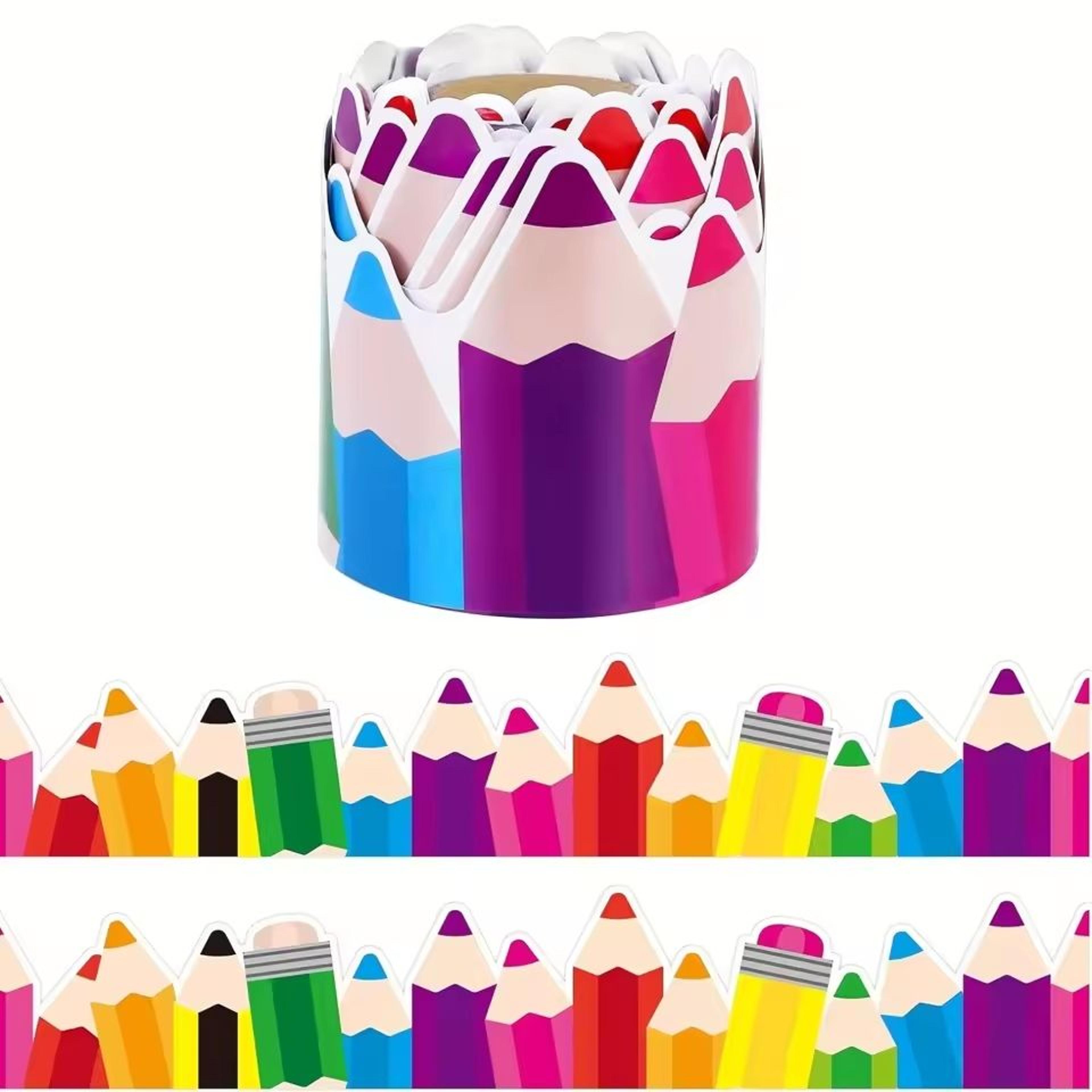 pencil-shaped bulletin board border roll sticker for classroom decor