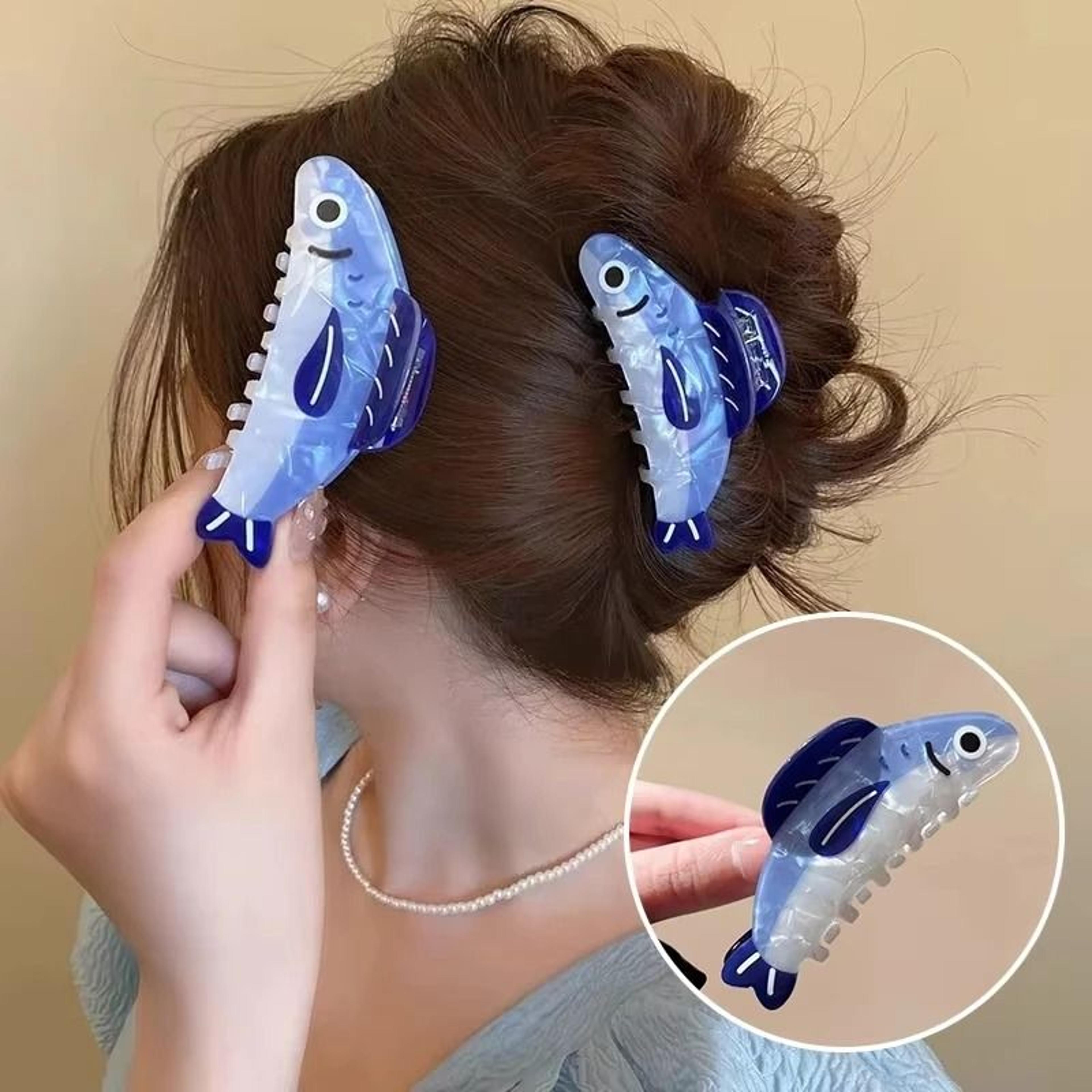 creative ocean sardine hair claw clip and novelty ponytail holder