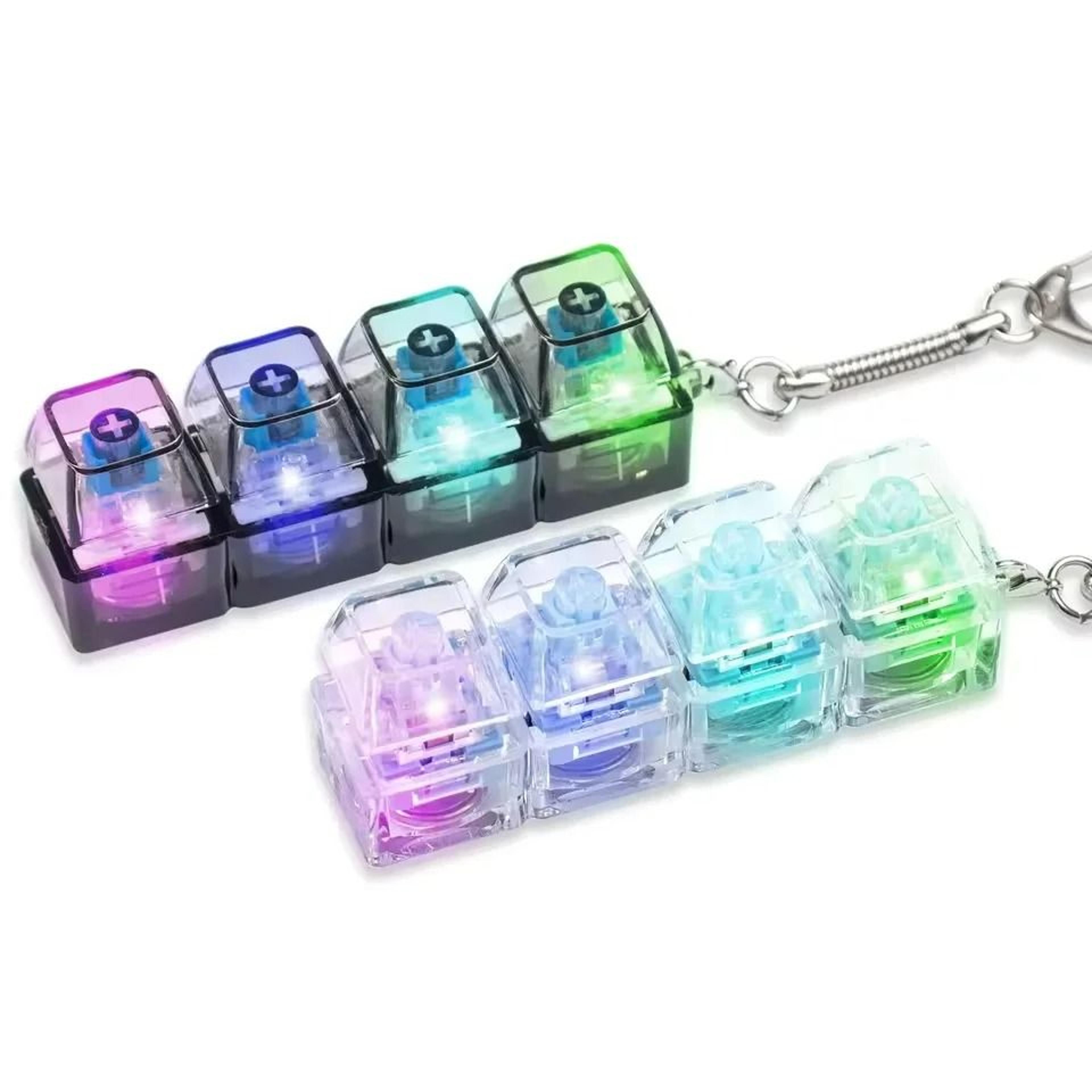 4-key illuminated mechanical keyboard fidget keychain and clickable fidget toy