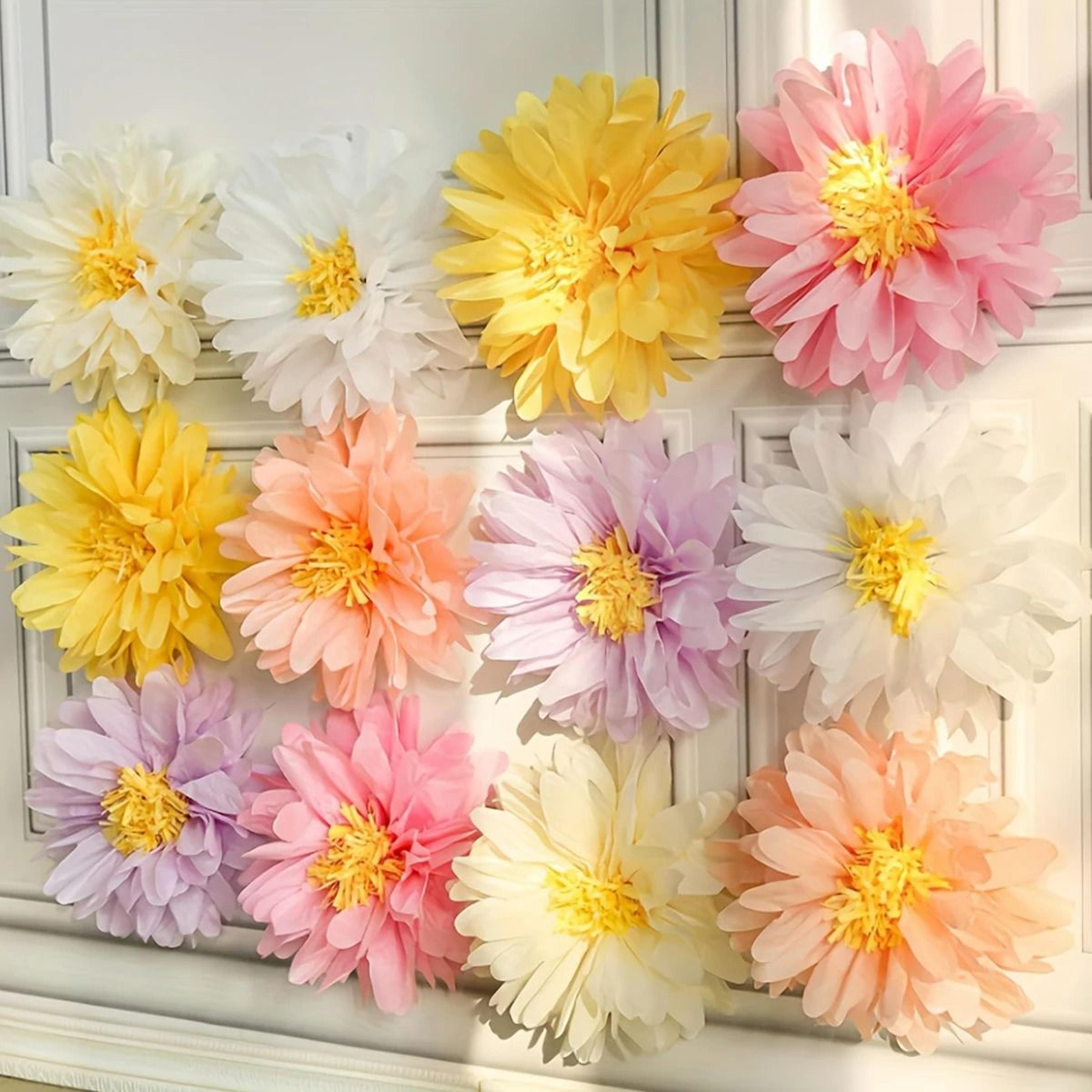 6 piece multicolor daisy paper flowers set for birthday and wedding decor