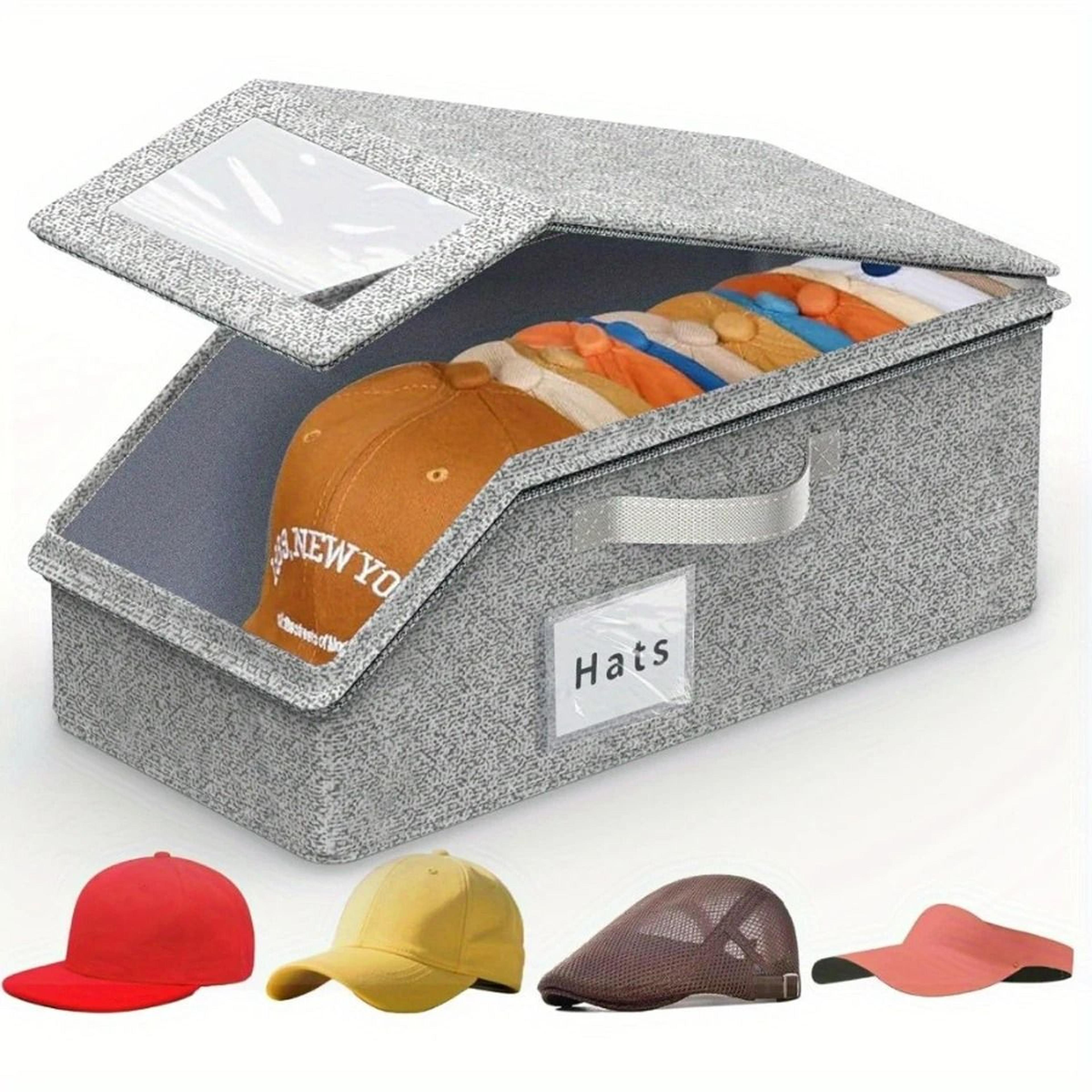 foldable baseball cap organizer box with clear window (holds up to 13 hats)