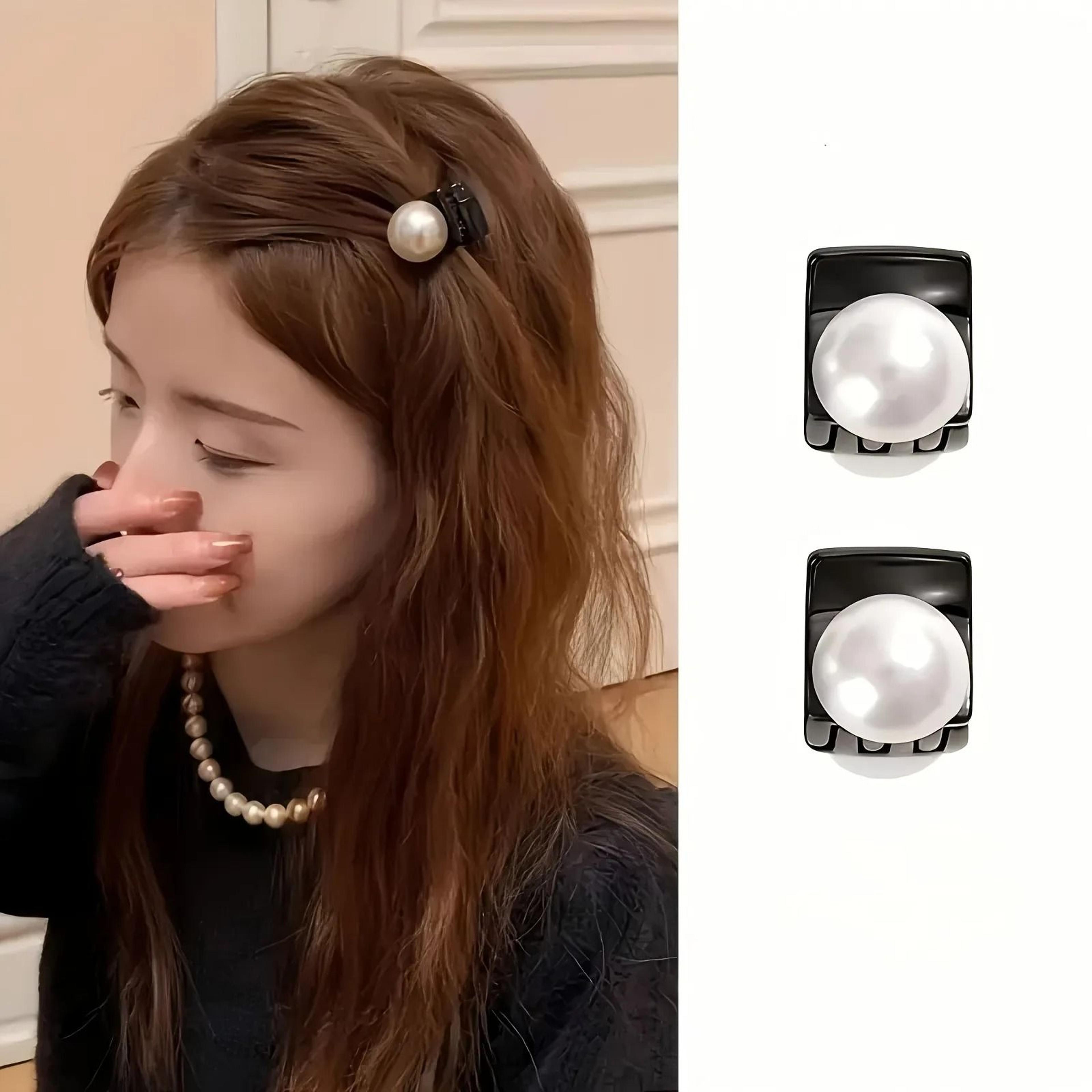 2 piece light luxury pearl mini hair claws with strong grip design