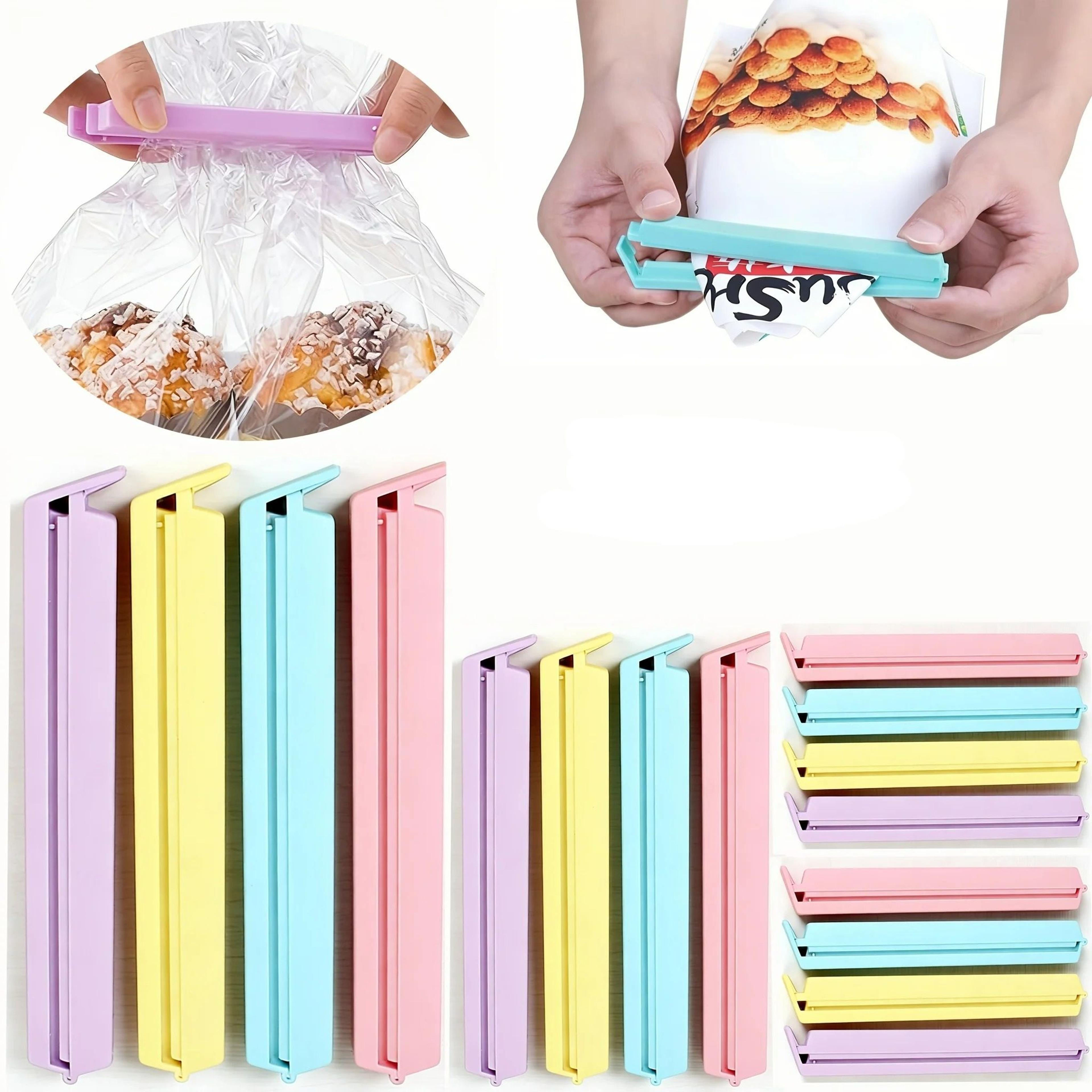 16 piece multicolored food bag sealing clips set in 3 sizes for kitchen pantry storage