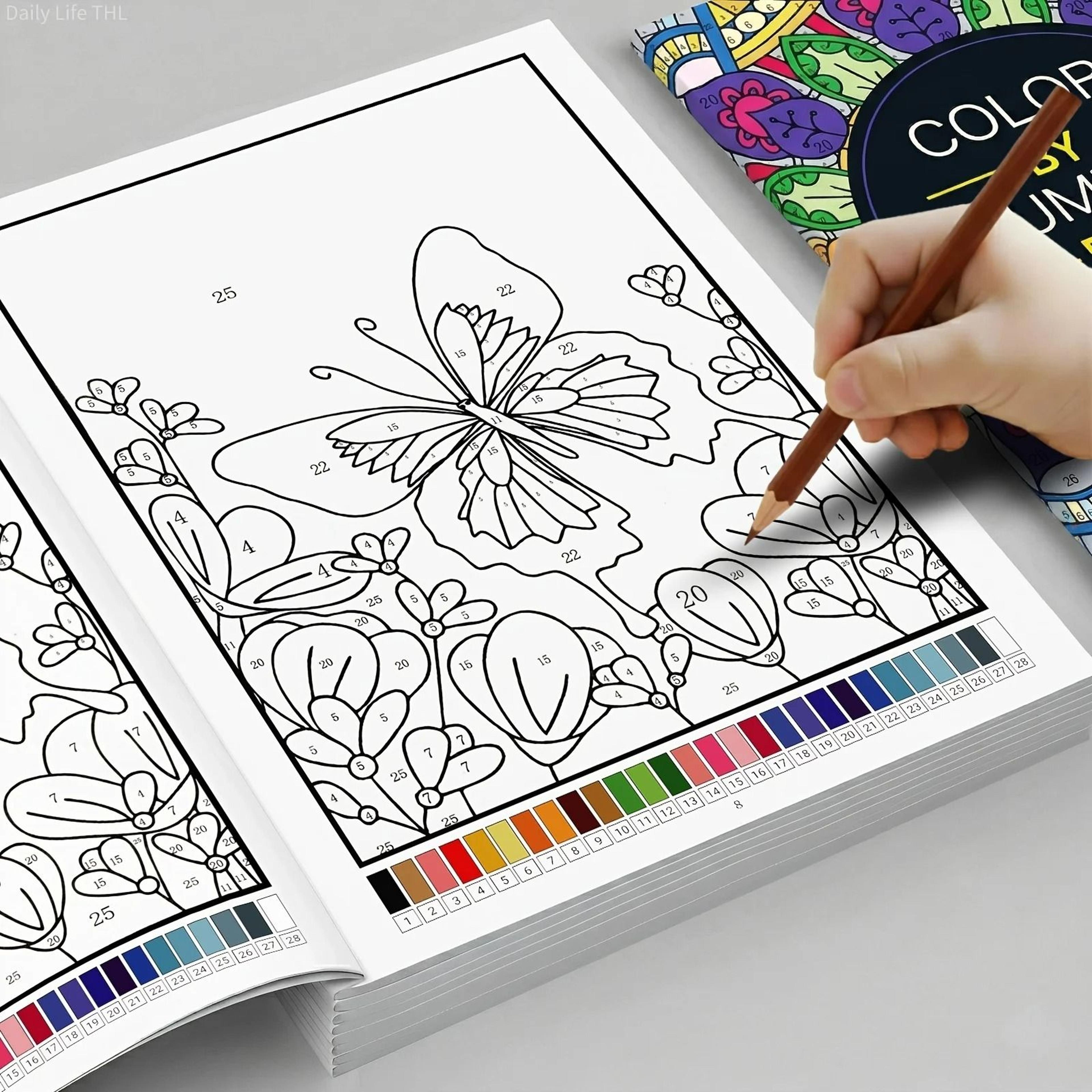 32-theme color by number coloring book and creative art painting pad