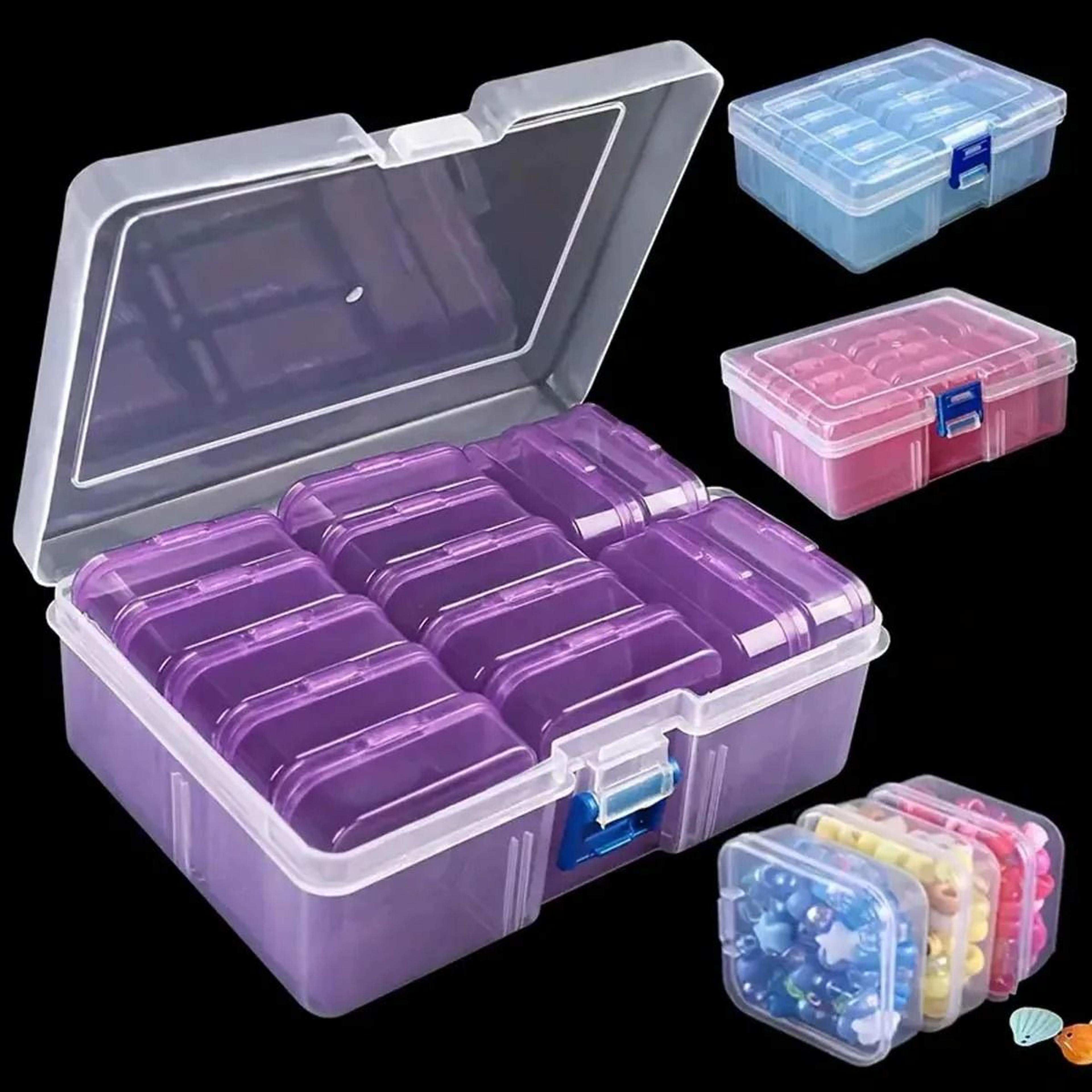 14-piece mini transparent storage box set for jewelry, beads, and craft supplies