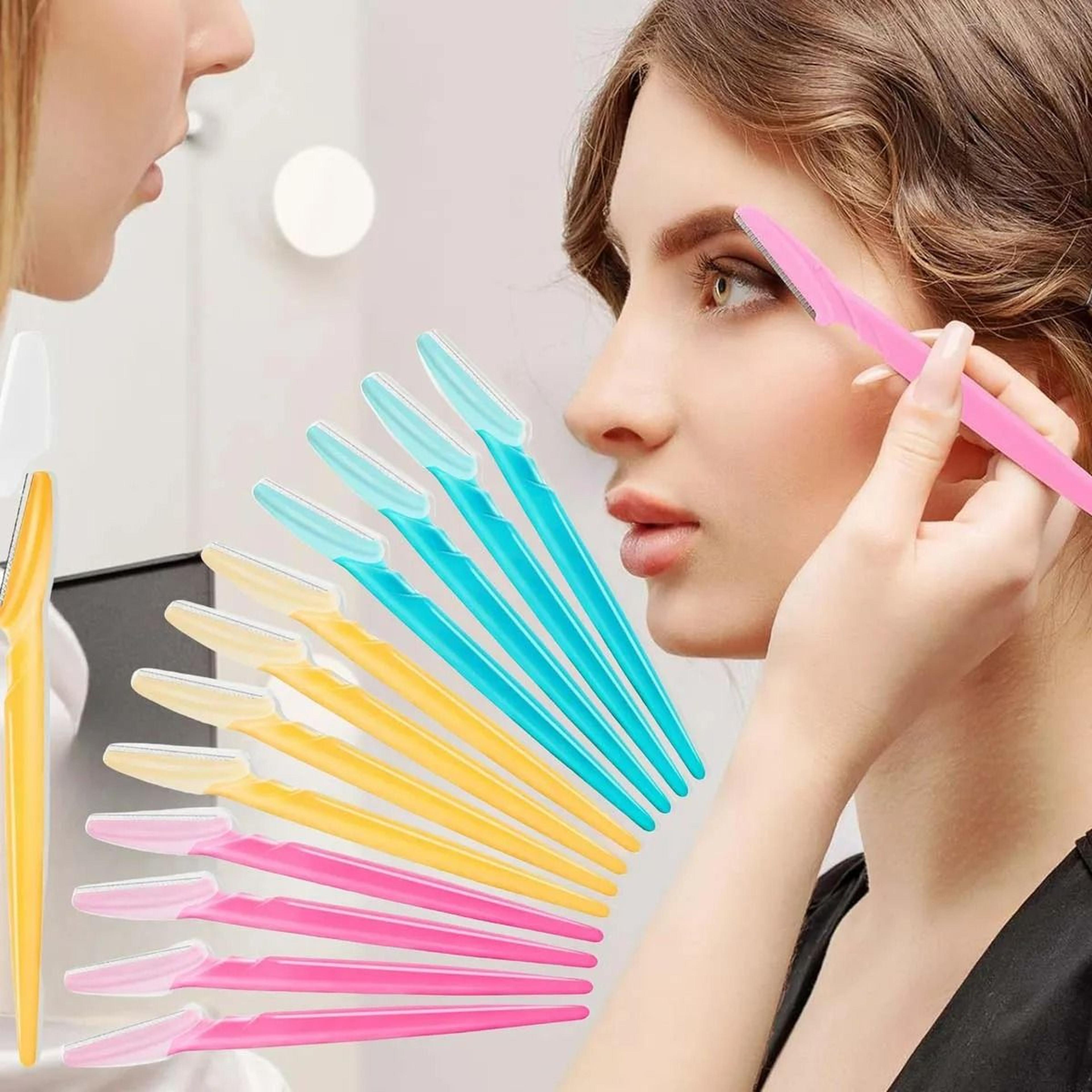 5-piece multipurpose facial hair razor set with safety covers for eyebrows and dermaplaning