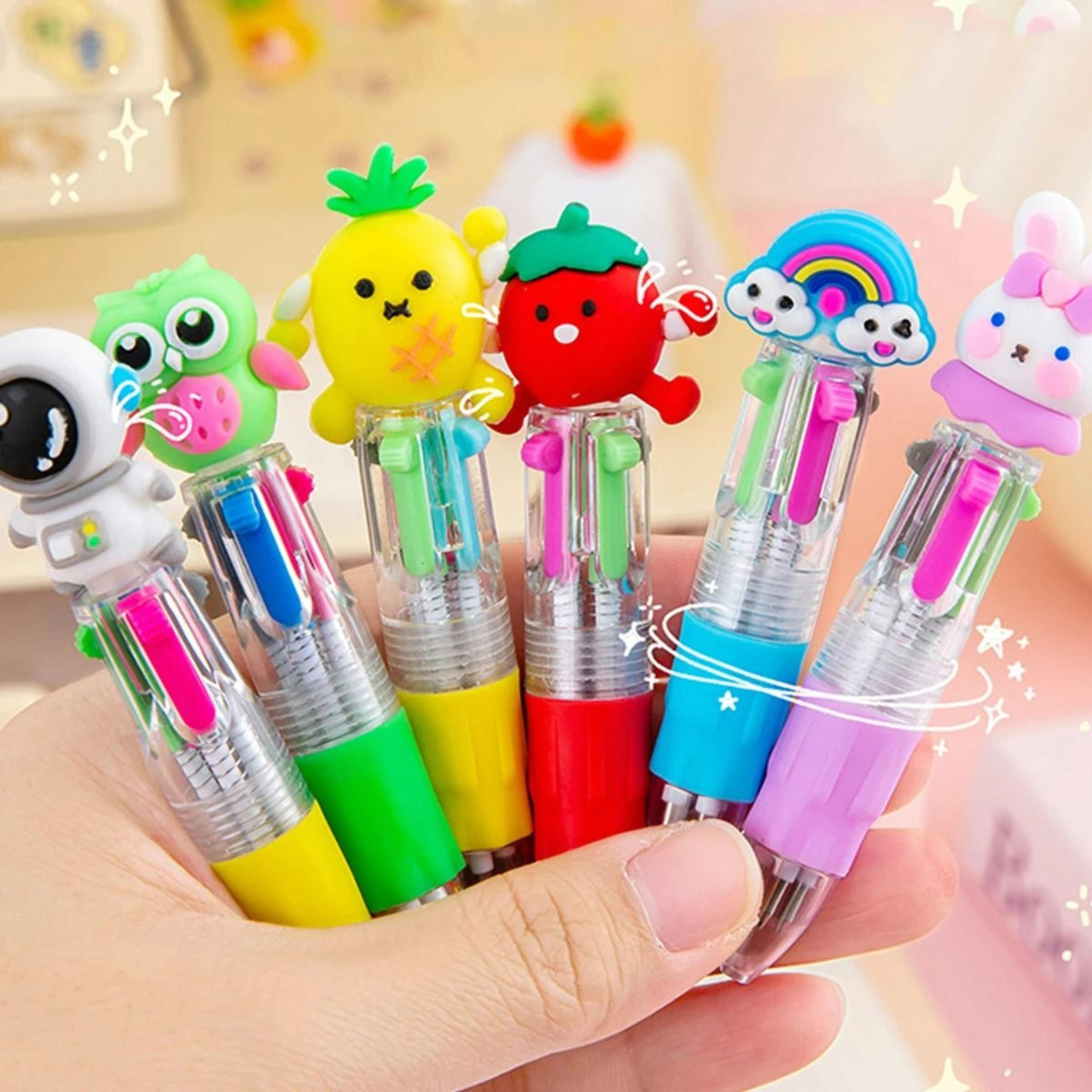 12-piece cute 4-in-1 multicolor retractable mini ballpoint pens set