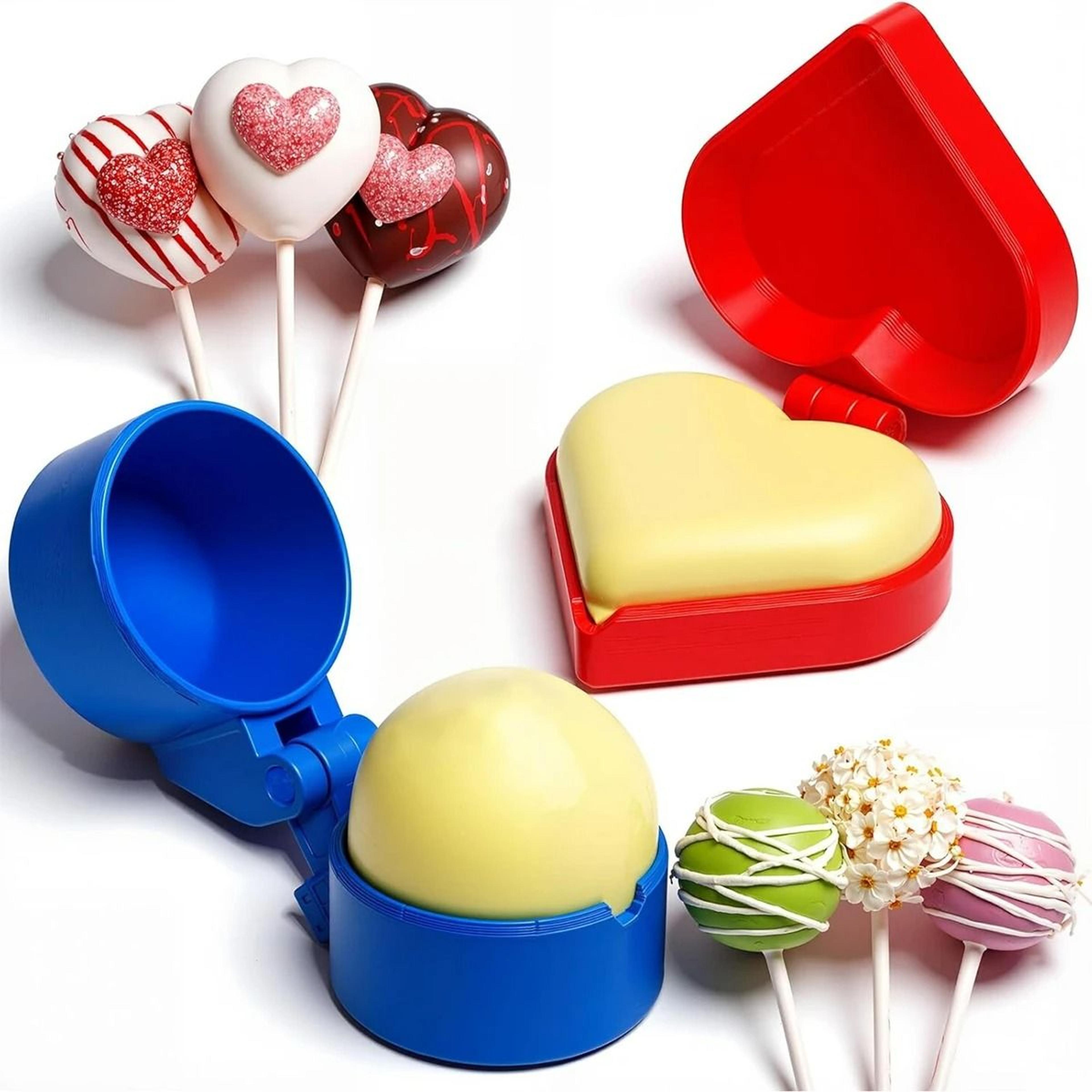 round and heart-shaped silicone cake pop molds and baking tools set