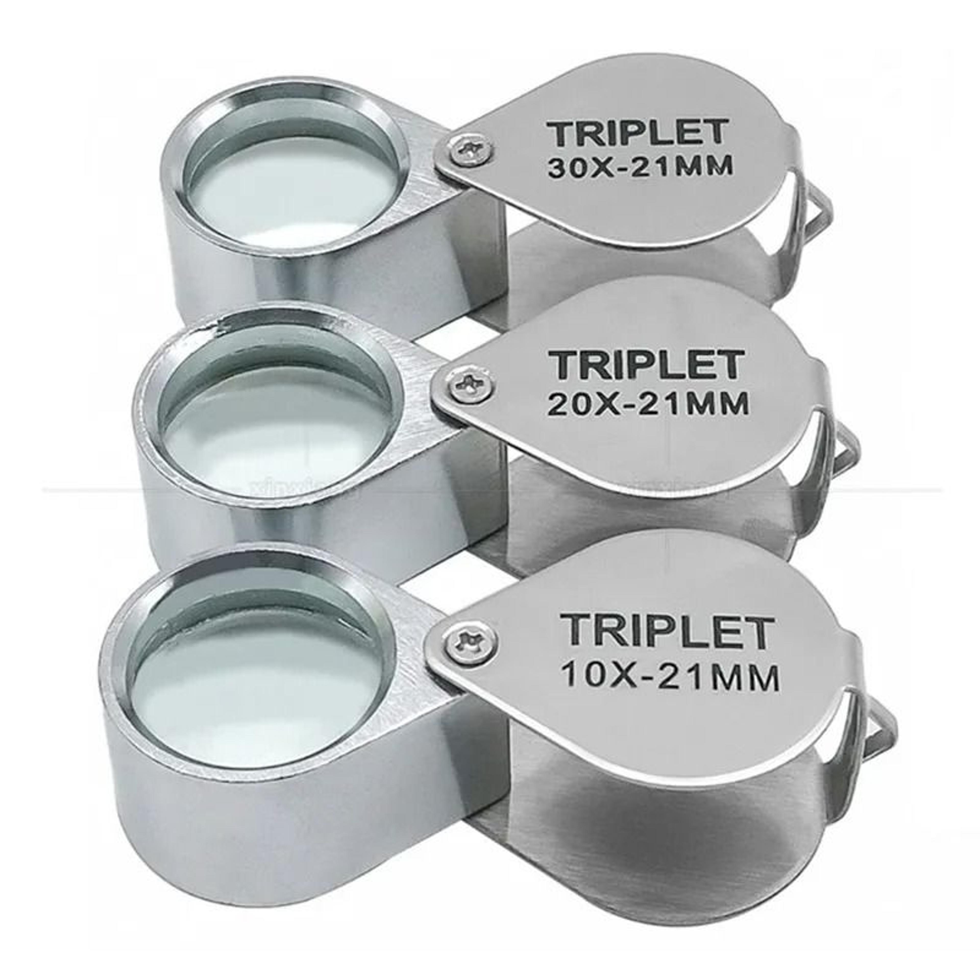 metal folding pocket jewelry loupe magnifier with high magnification triplet lens