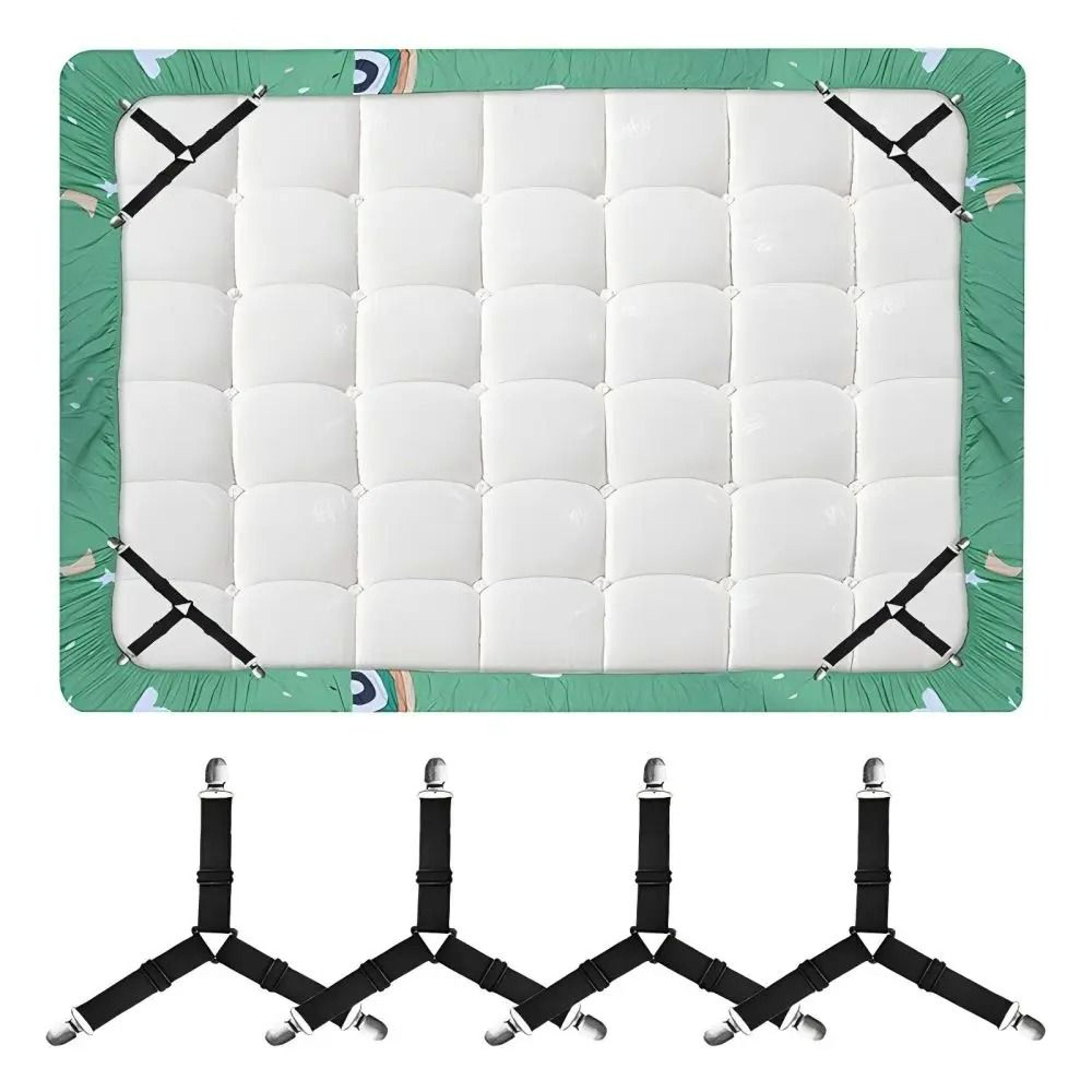 4-piece adjustable elastic bed sheet fasteners and mattress cover clip holders