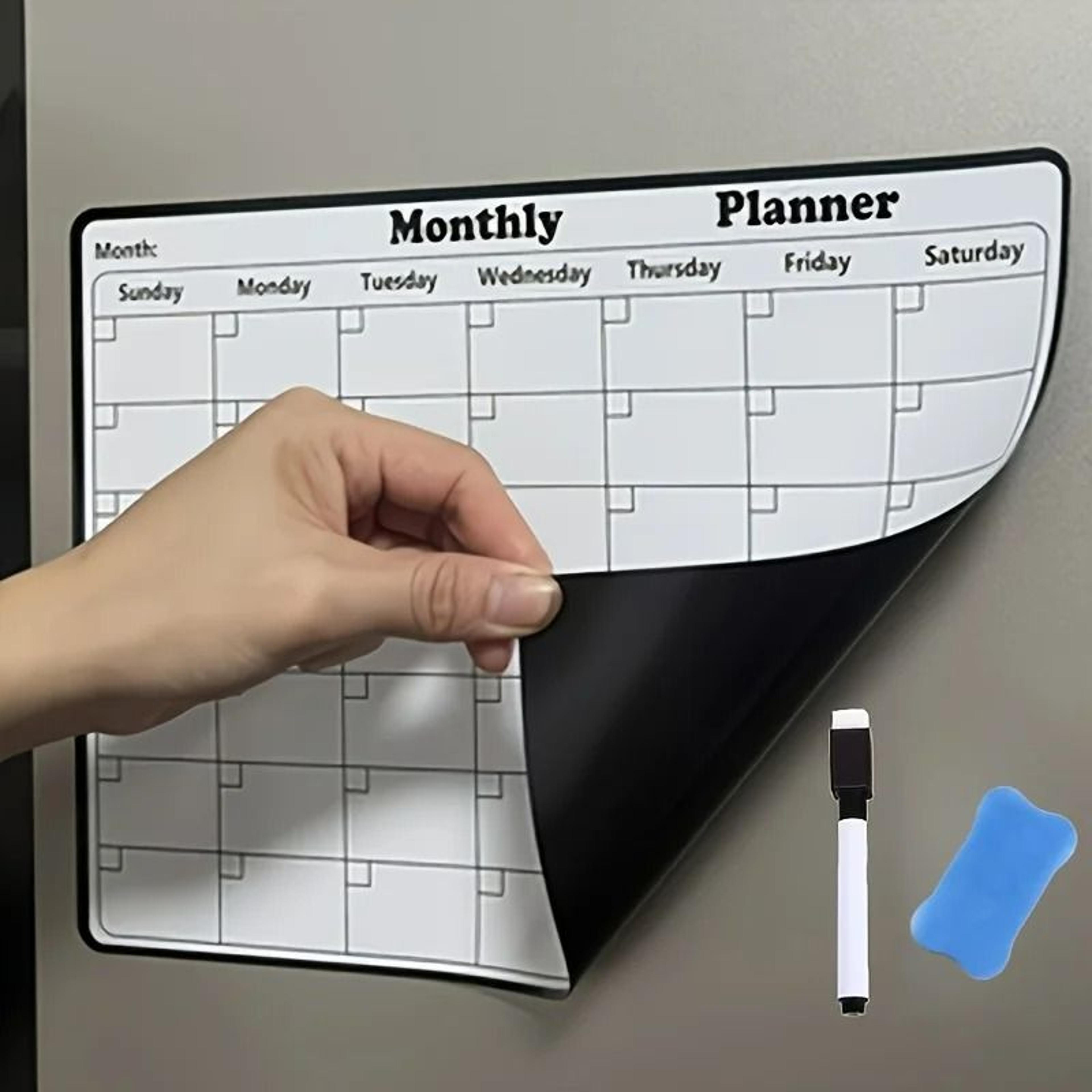magnetic refrigerator whiteboard monthly calendar planner set with eraser and pen